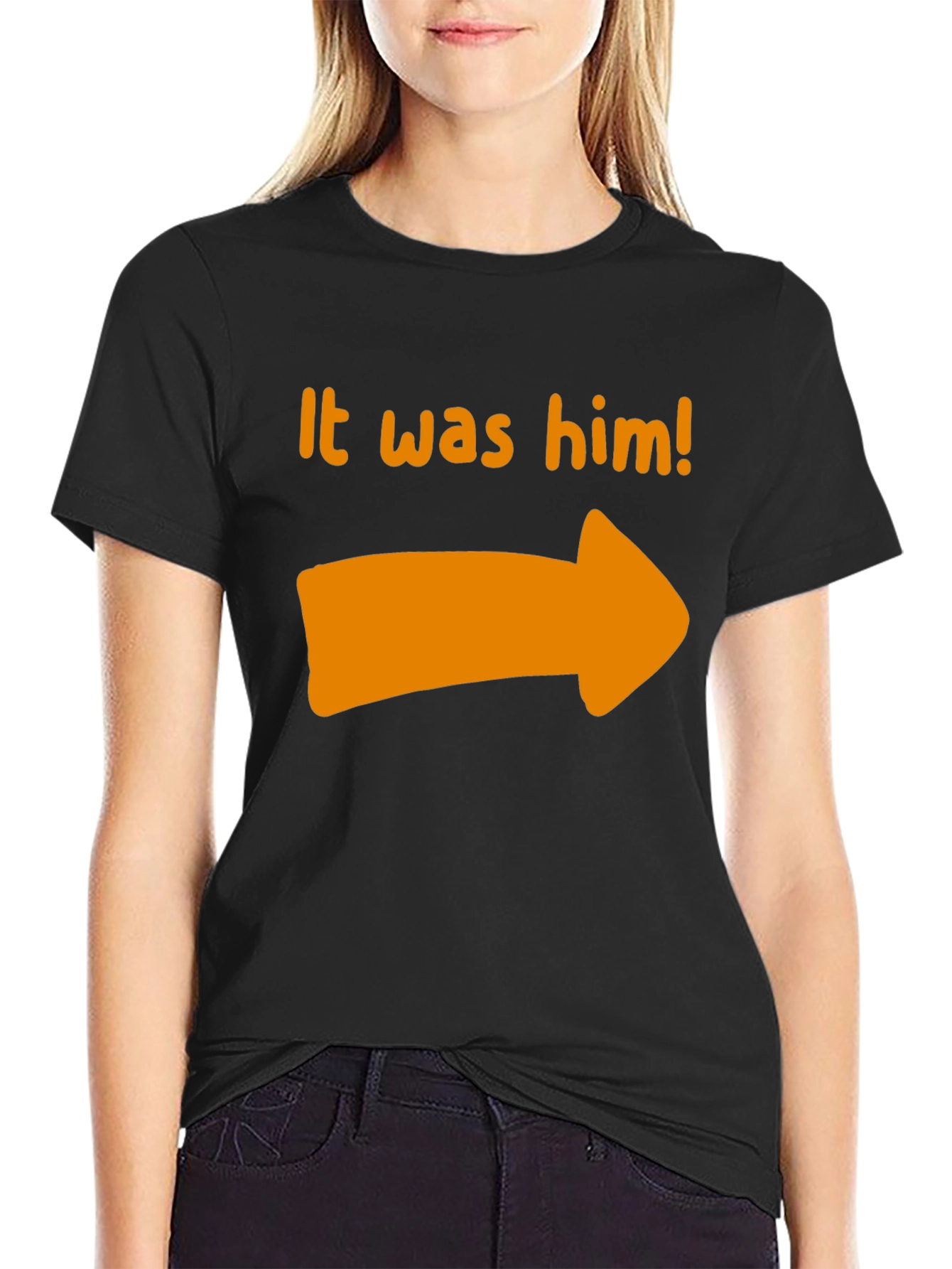Black It Was Him T-Shirt - Novelty Pointing Tee view 2