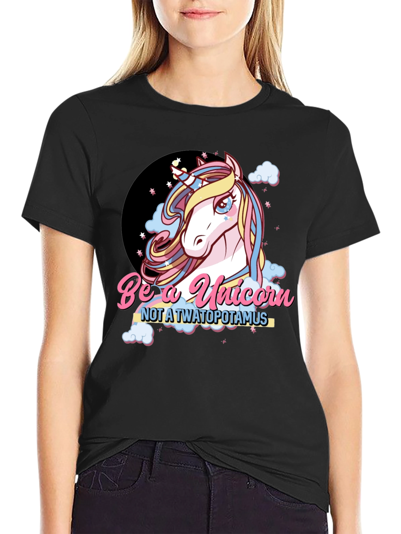 Black Be A Unicorn Graphic Tee - Men's Black T-Shirt view 2