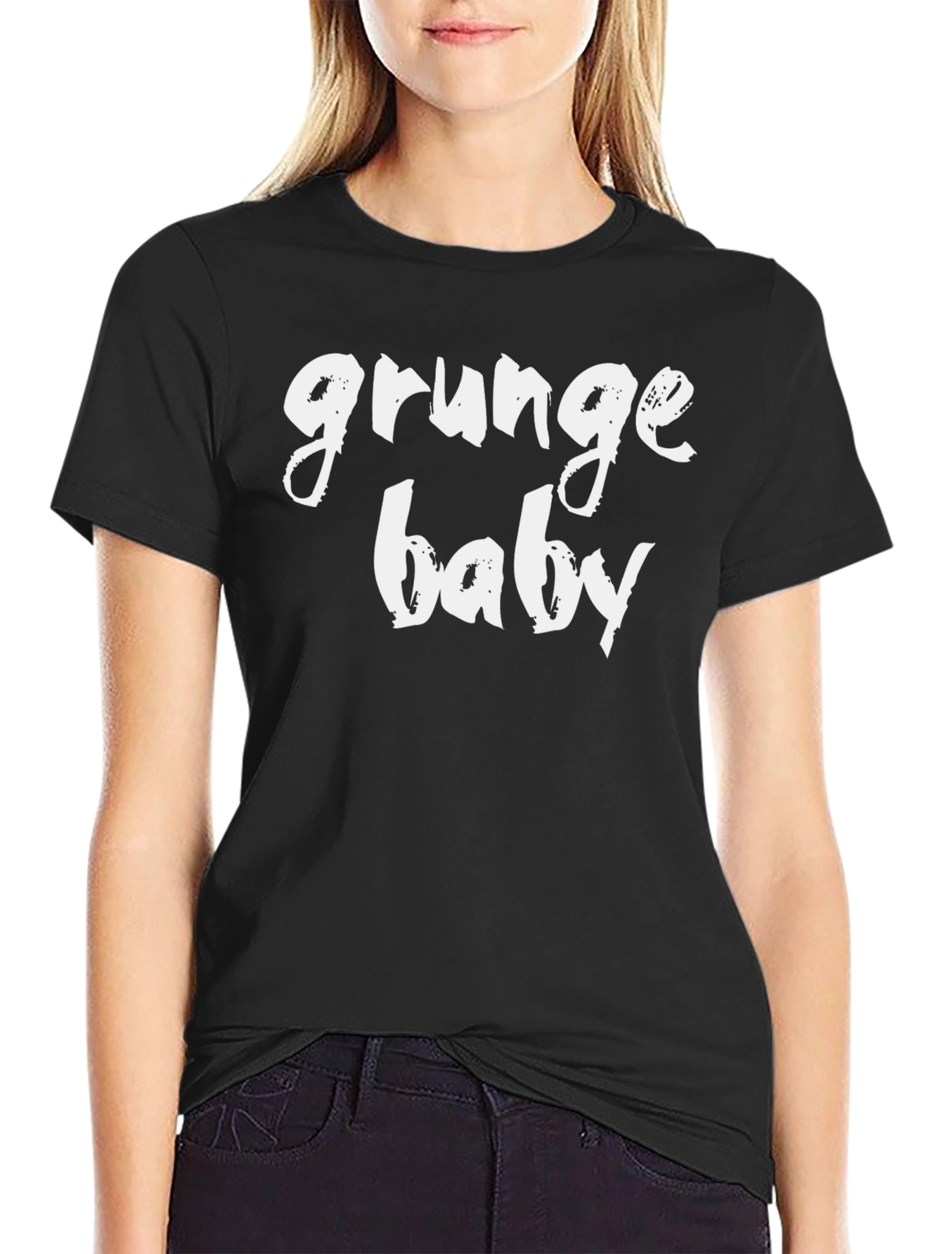 Grunge Baby Graphic Tee - Black Cotton T-Shirt - 2