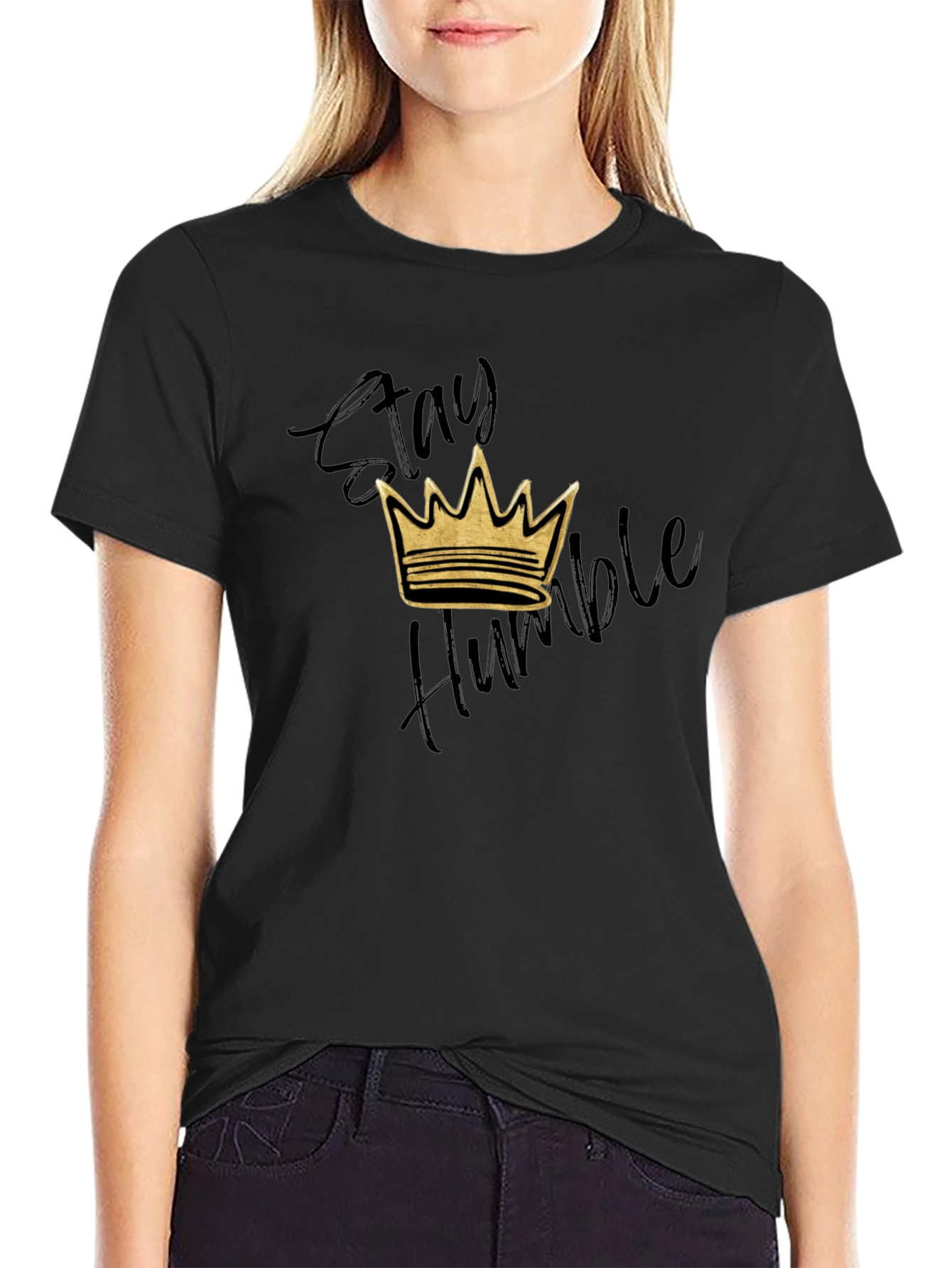 Black Stay Humble Crown Graphic T-Shirt - Black view 2