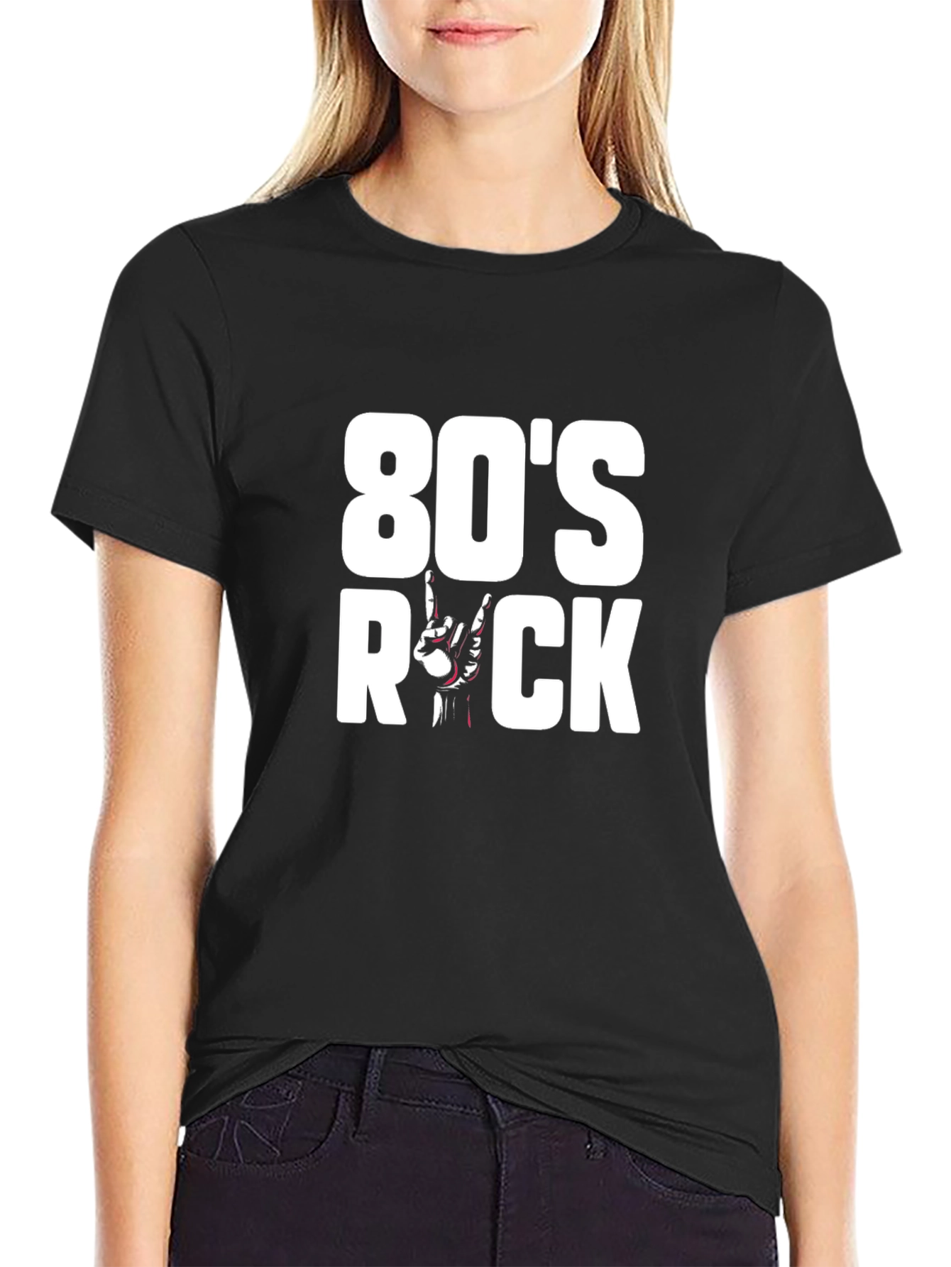 Black 80's Rock Graphic T-Shirt - Classic Rock Style view 2