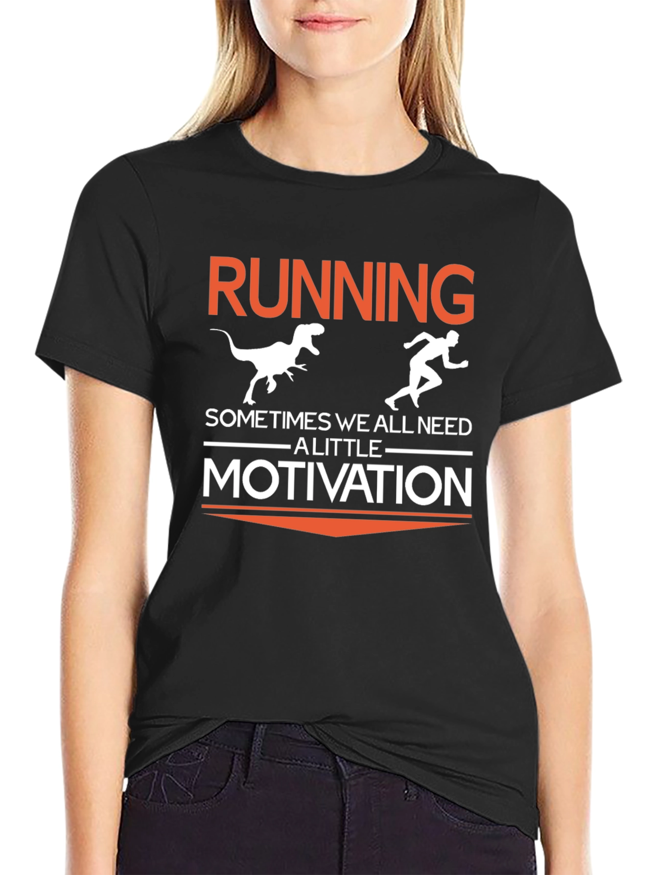 Black Running Motivation Graphic T-Shirt view 2
