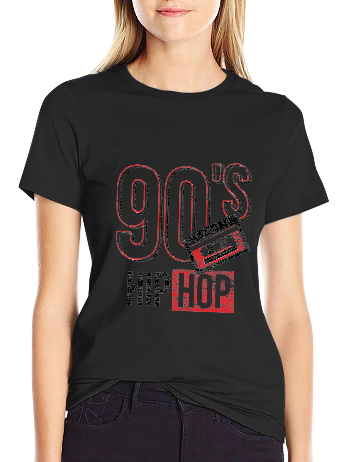 Black 90's Hip Hop Graphic Black T-Shirt view 2
