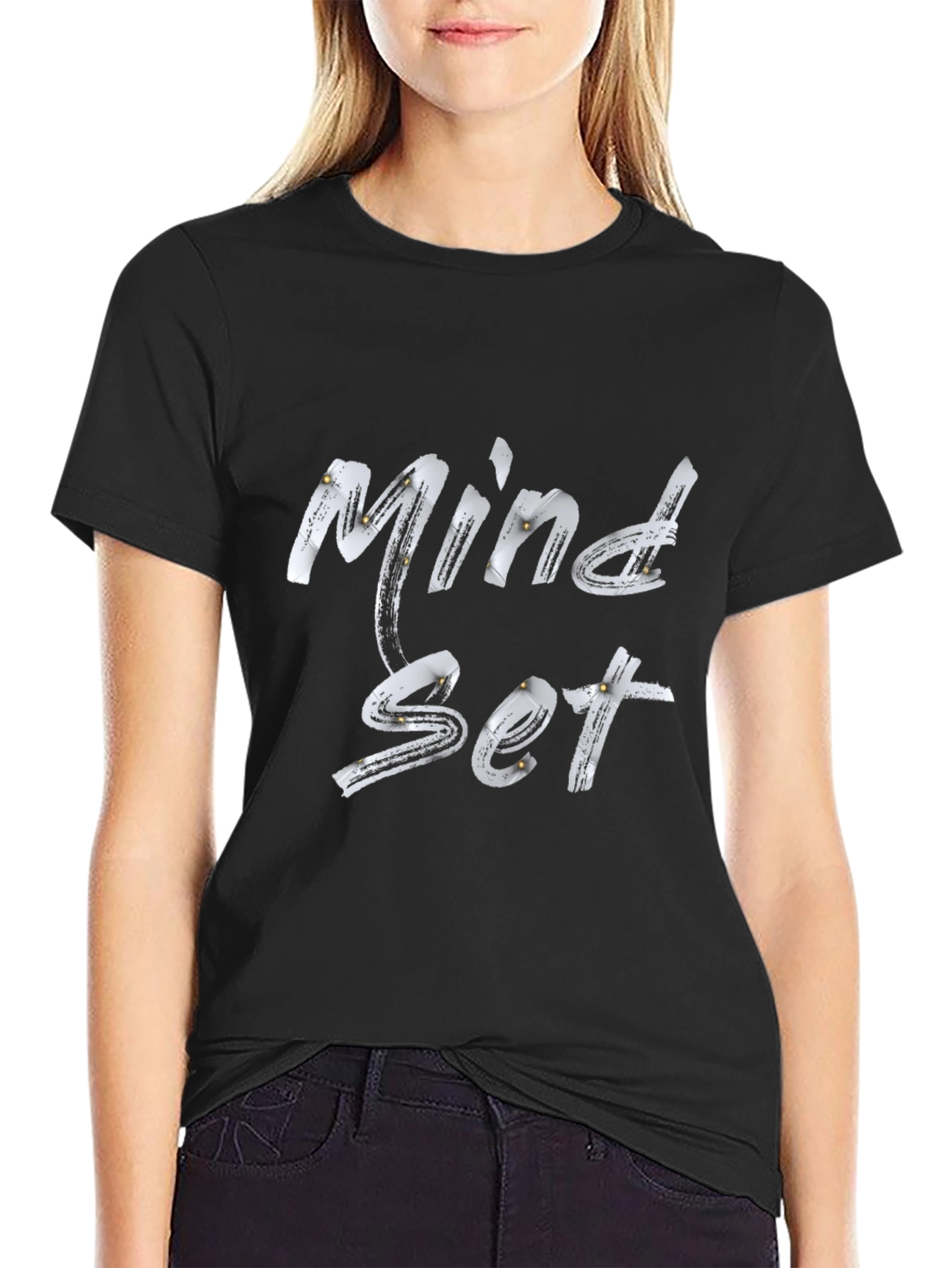 Black Mindset Graphic Print Tee - Black Casual Shirt view 2