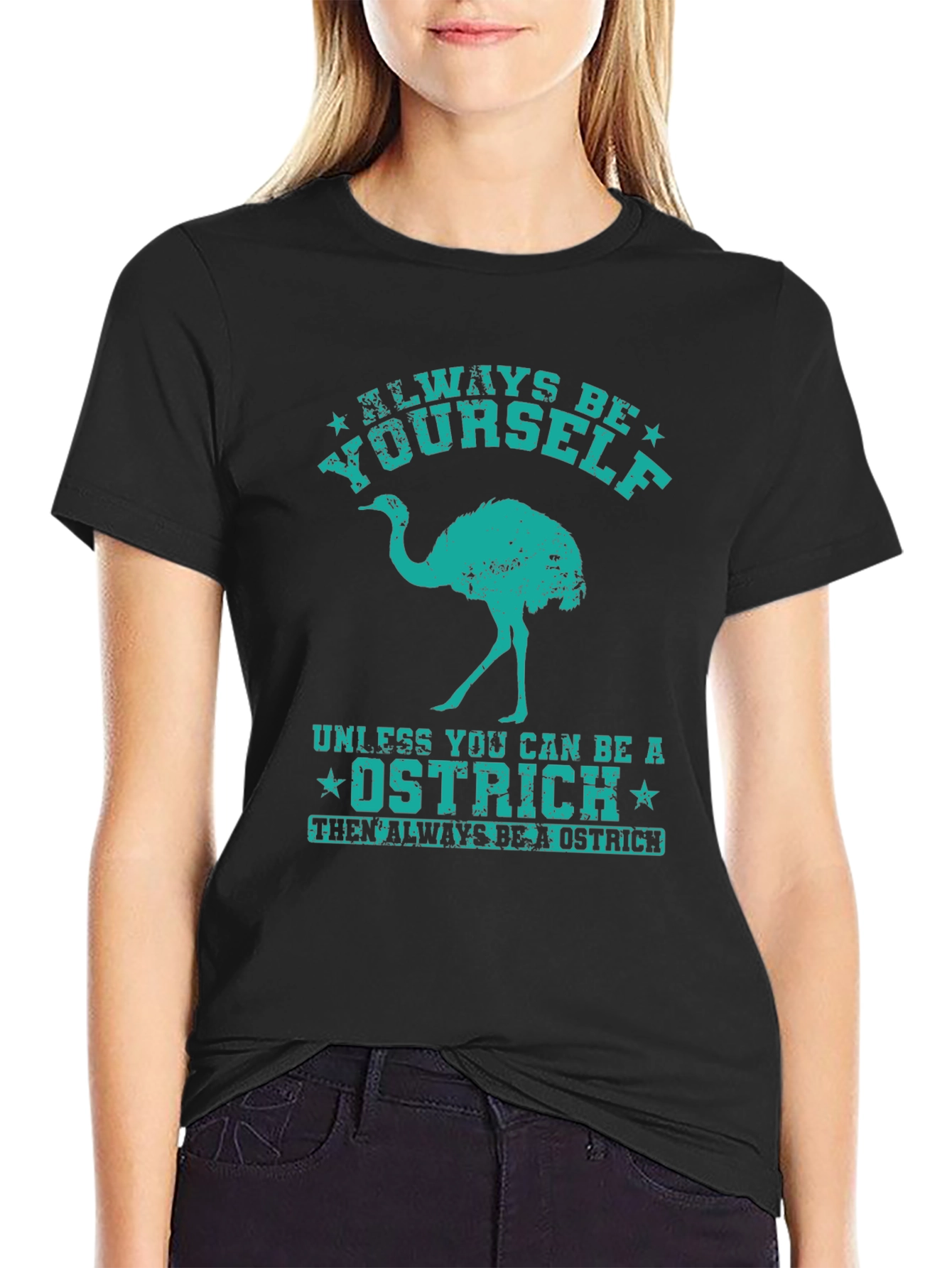 Black Always Be Yourself Ostrich Graphic T-Shirt view 2