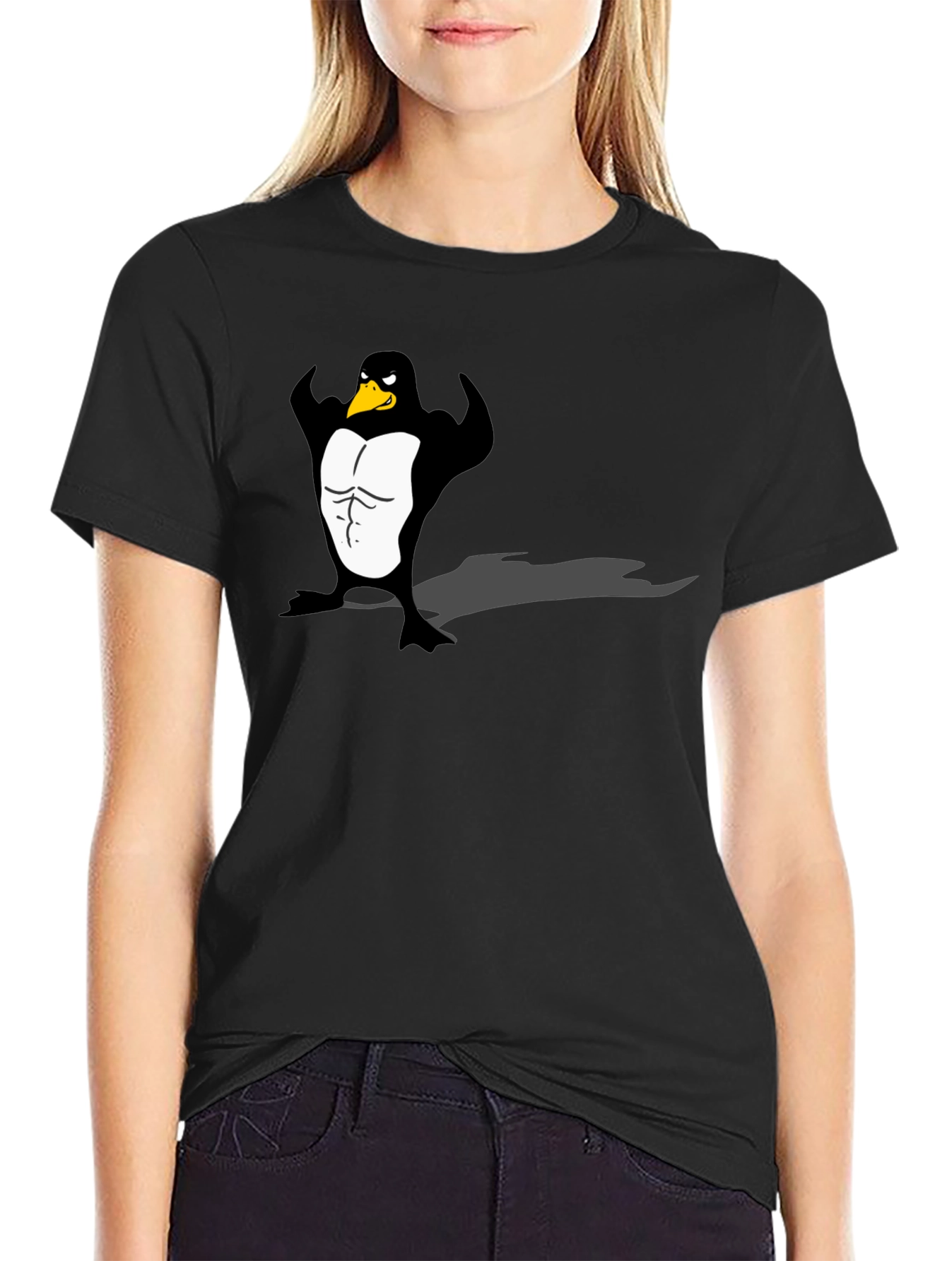Black Men's Black Penguin Muscle Graphic Tee view 2