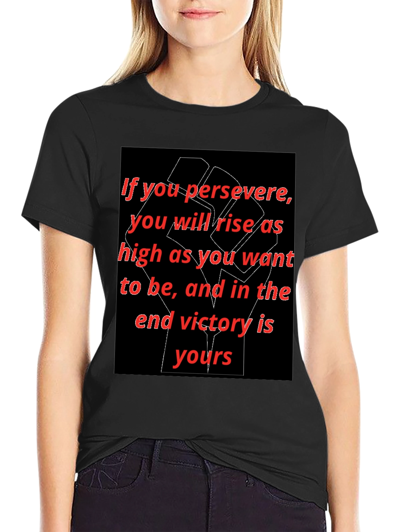 Black Motivational Graphic Tee - 'Persevere' view 2