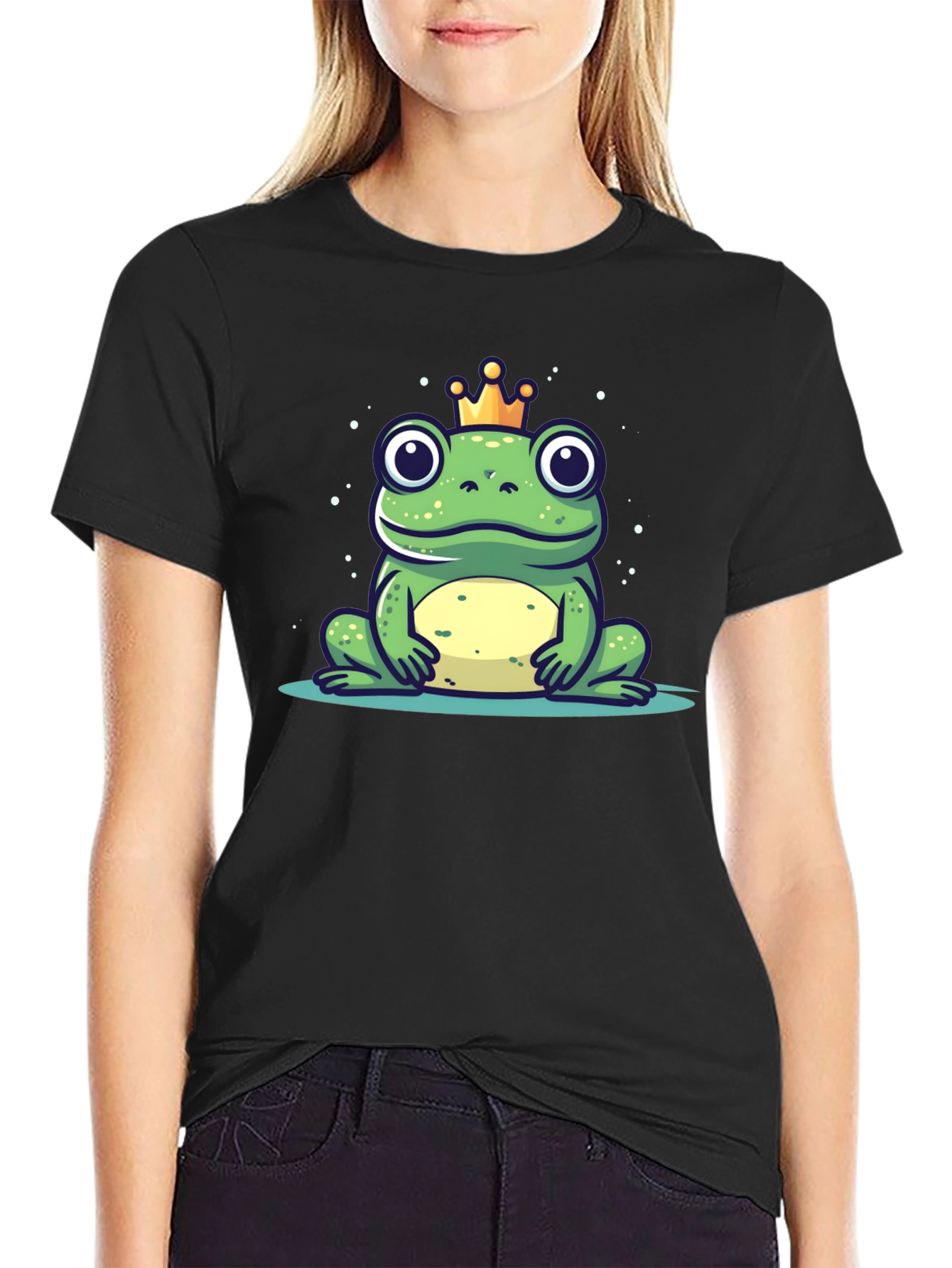 Black Frog Prince T-Shirt - Funny Cartoon Tee view 2