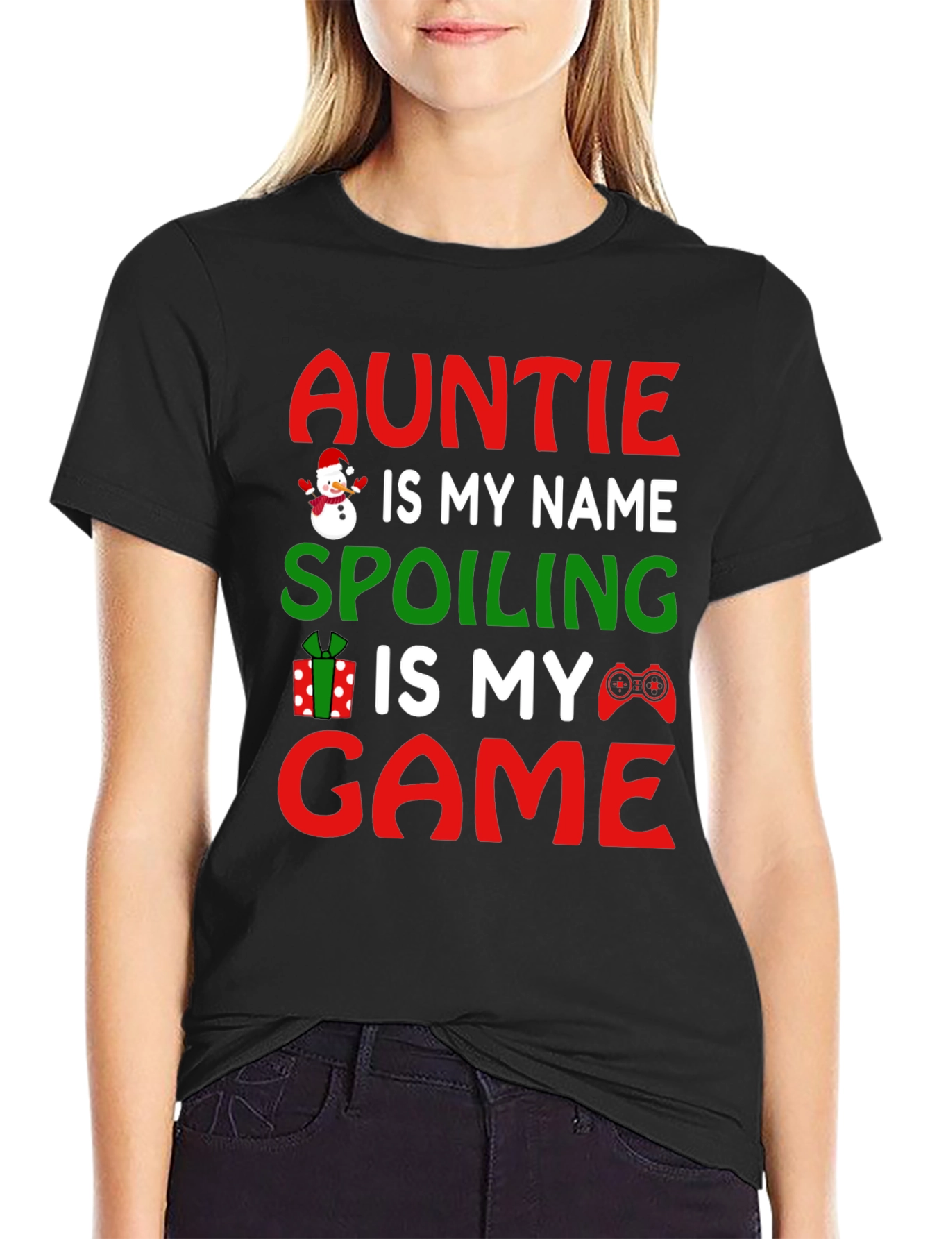 Black Auntie Spoiling Game T-Shirt view 2