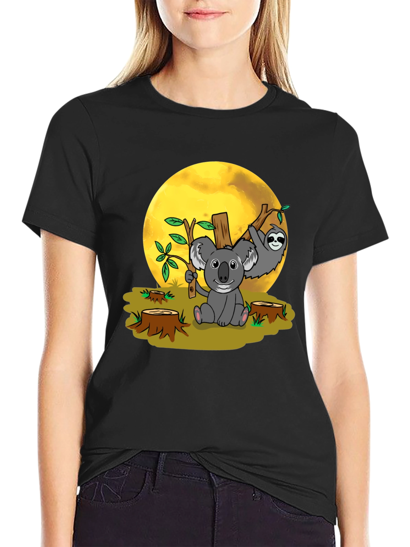 Black Koala Sloth Graphic Tee - Conservation T-Shirt view 2