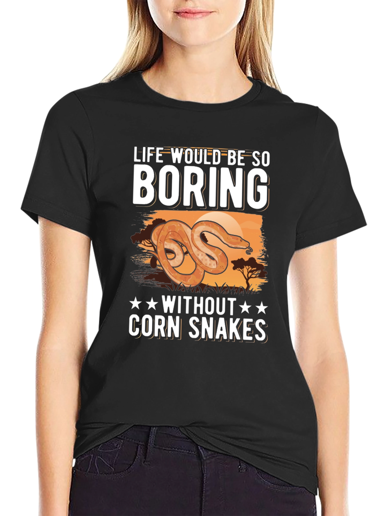 Black Life Would Be Boring Corn Snakes T-Shirt view 2