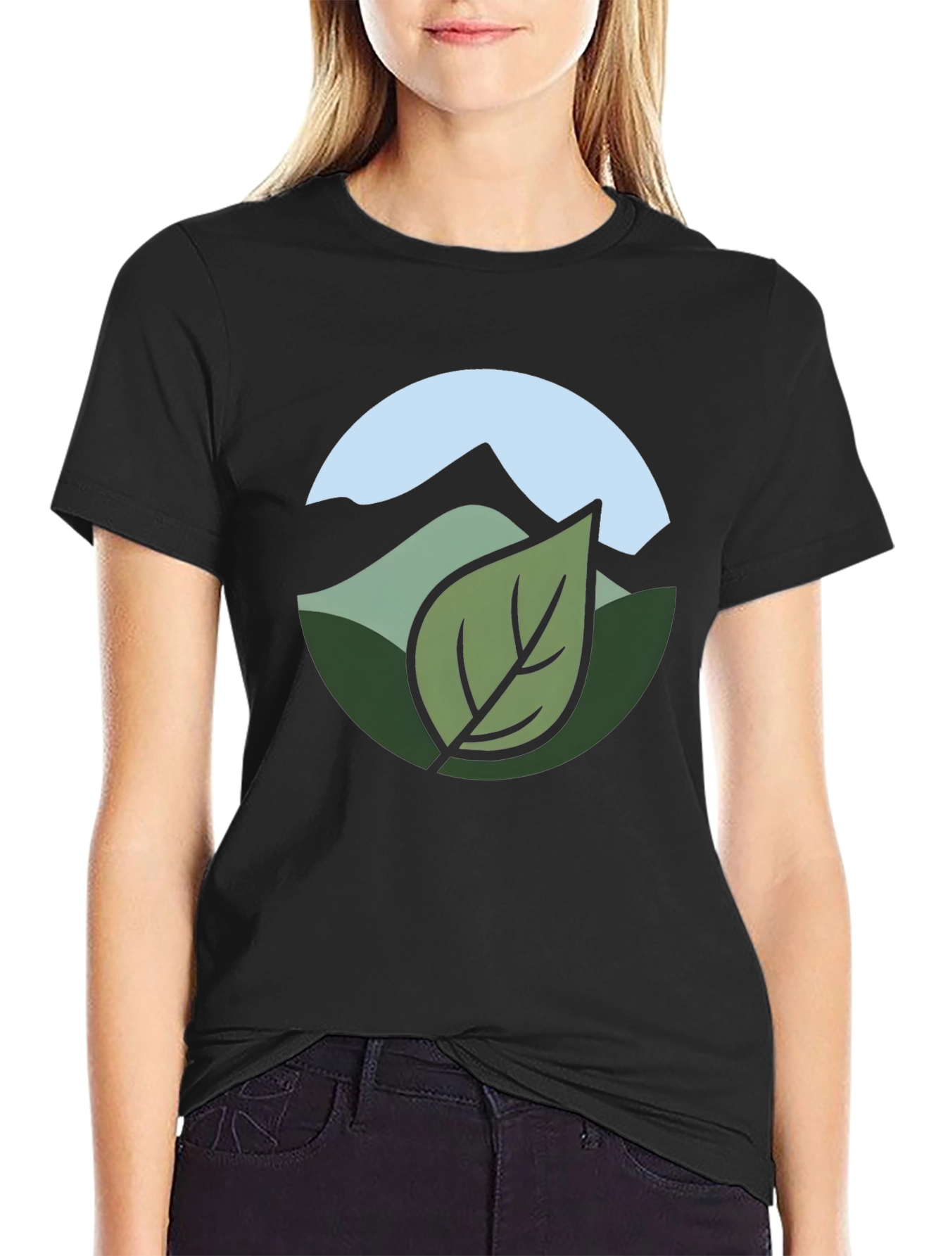 Black Nature Inspired Graphic Tee - Black view 2