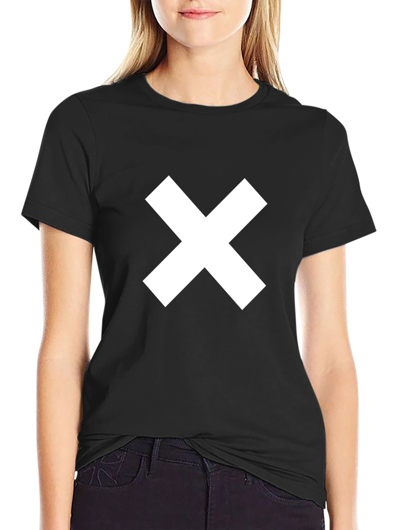 Black Minimalist White X Black Cotton Tee view 2