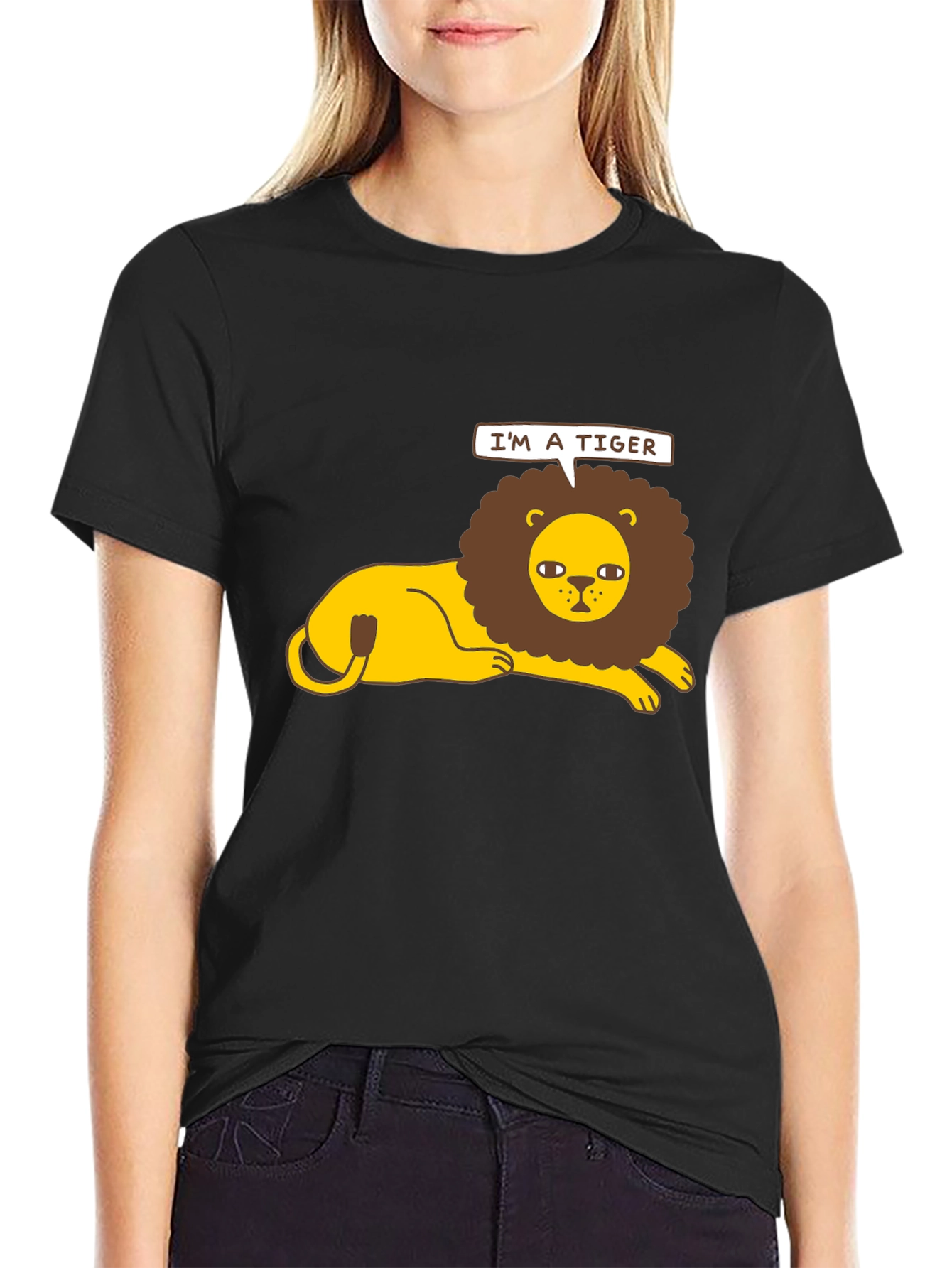 Black I'm a Tiger T-Shirt - Funny Lion Graphic Tee view 2