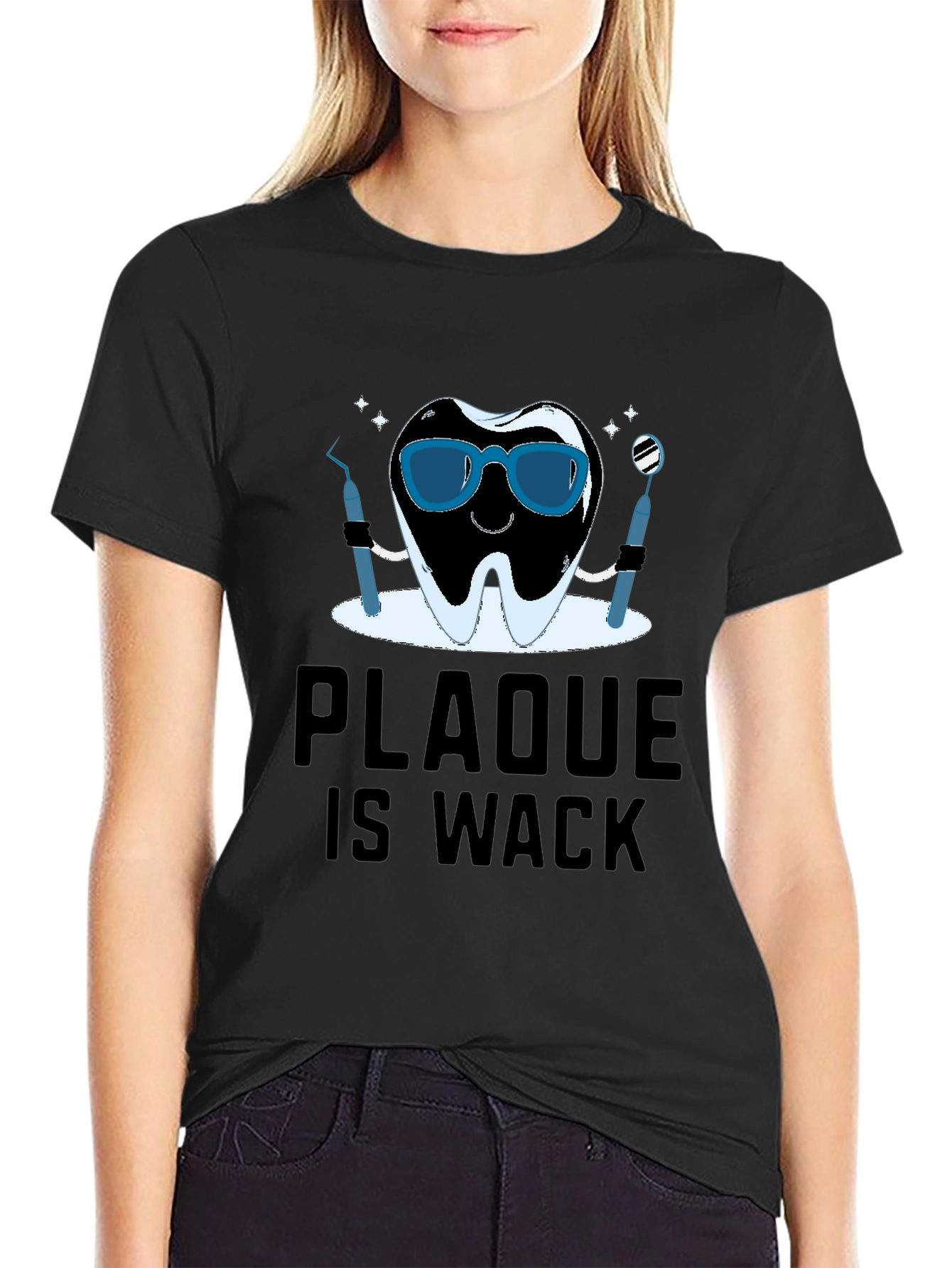 Black Plaque is Wack T-Shirt - Dental Humor Tee view 2