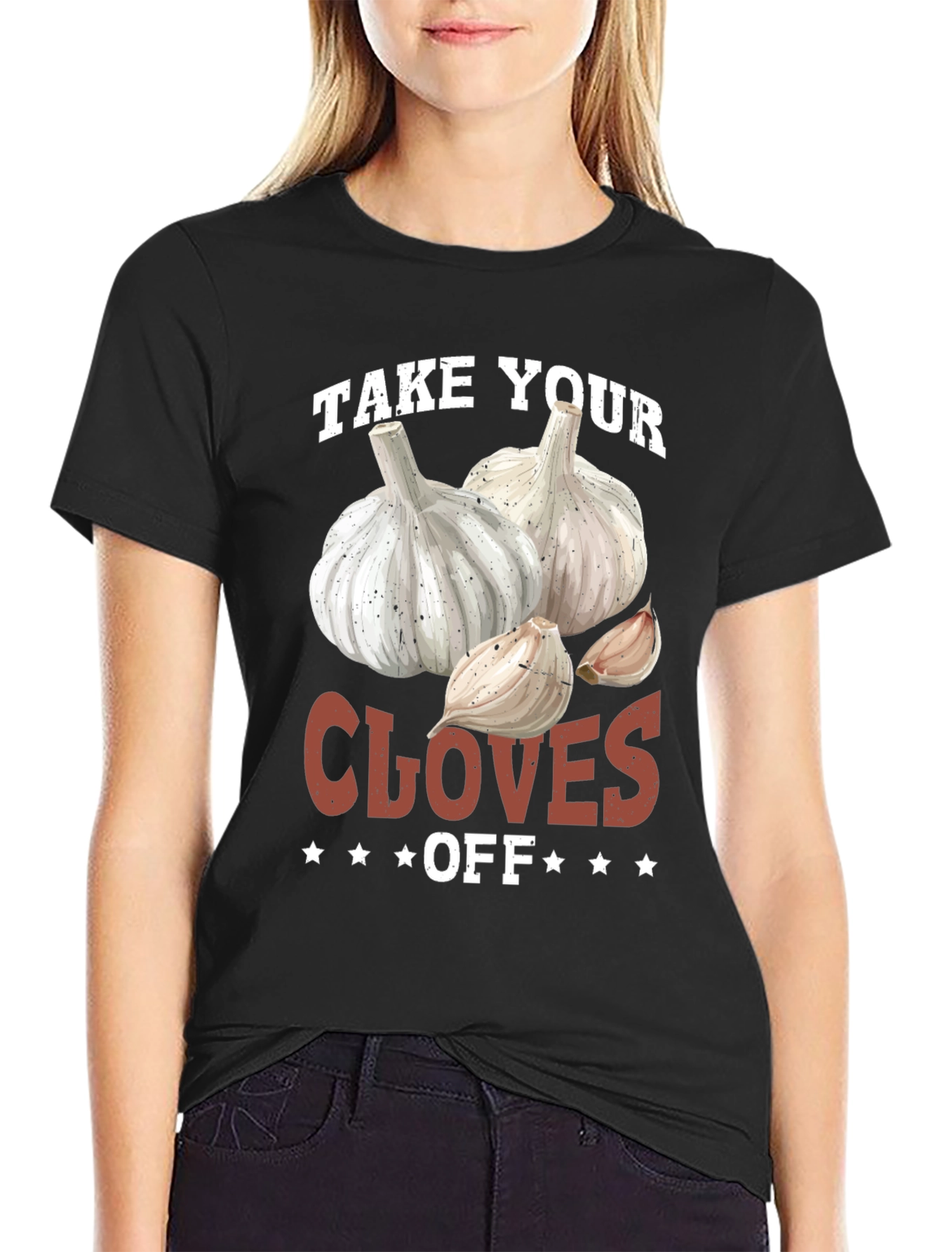 Black Funny Take Your Cloves Off Garlic T-Shirt view 2