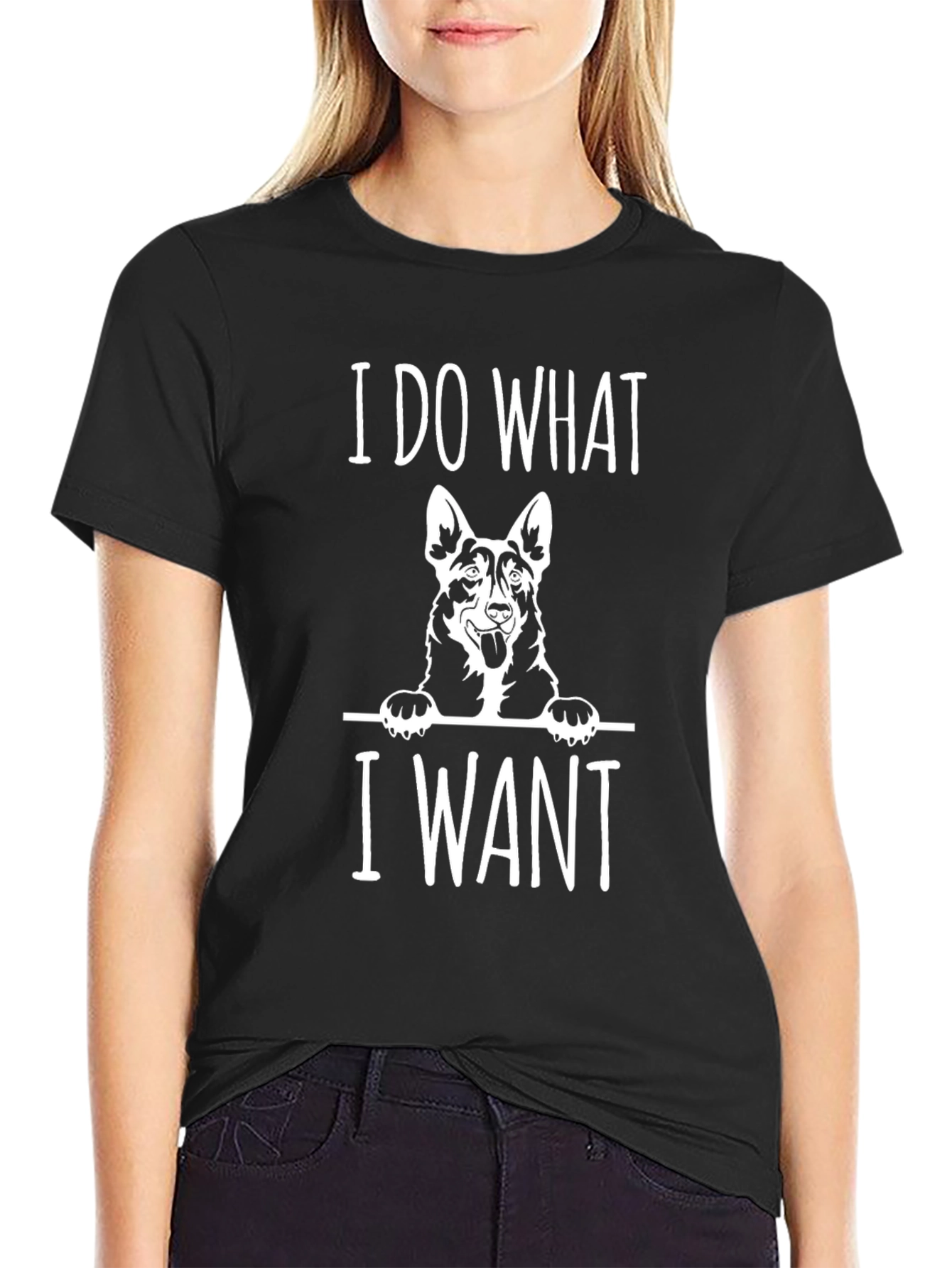Black I Do What I Want Dog Graphic Tee - Black Cotton T-Shirt view 2
