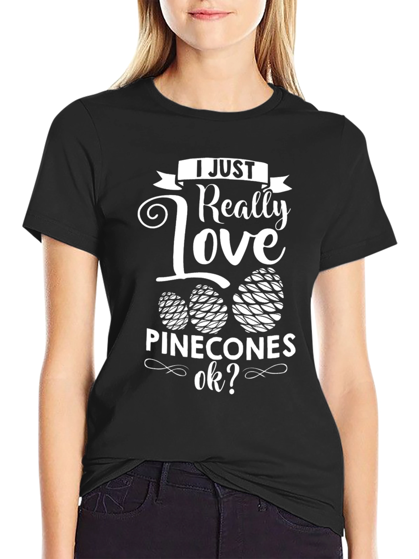 Black I Love Pinecones Graphic T-Shirt view 2
