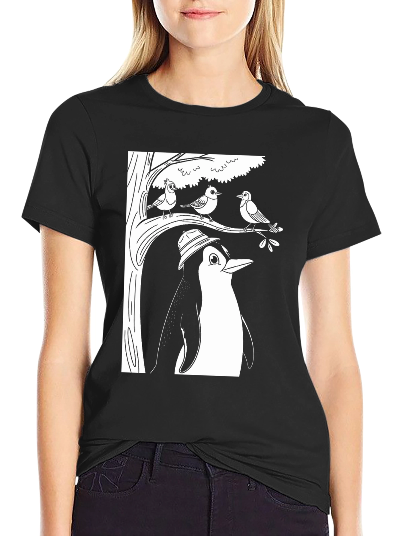 Black Penguin & Birds Graphic Tee view 2