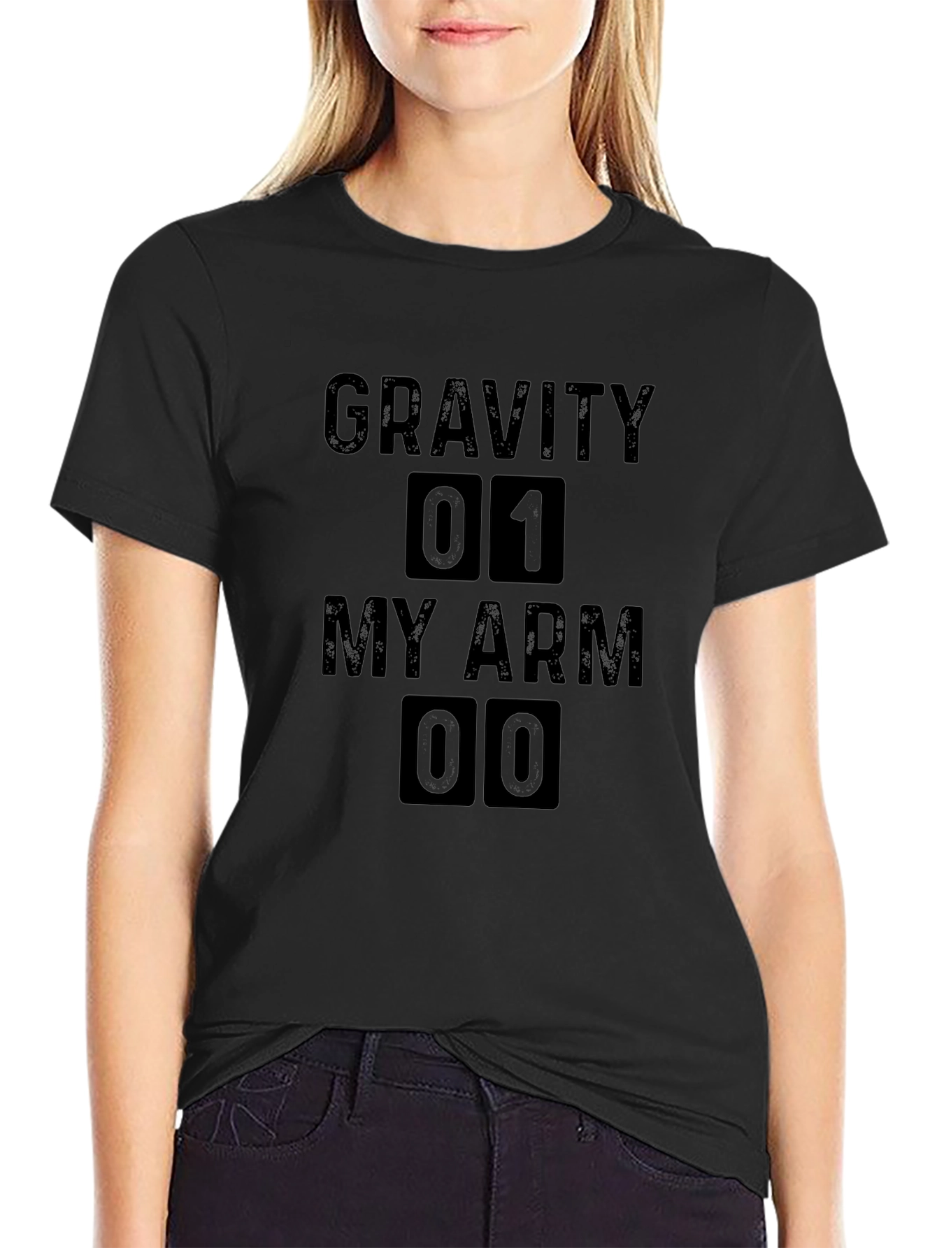 Black Gravity 01 My Arm 00 Men's Black T-Shirt view 2