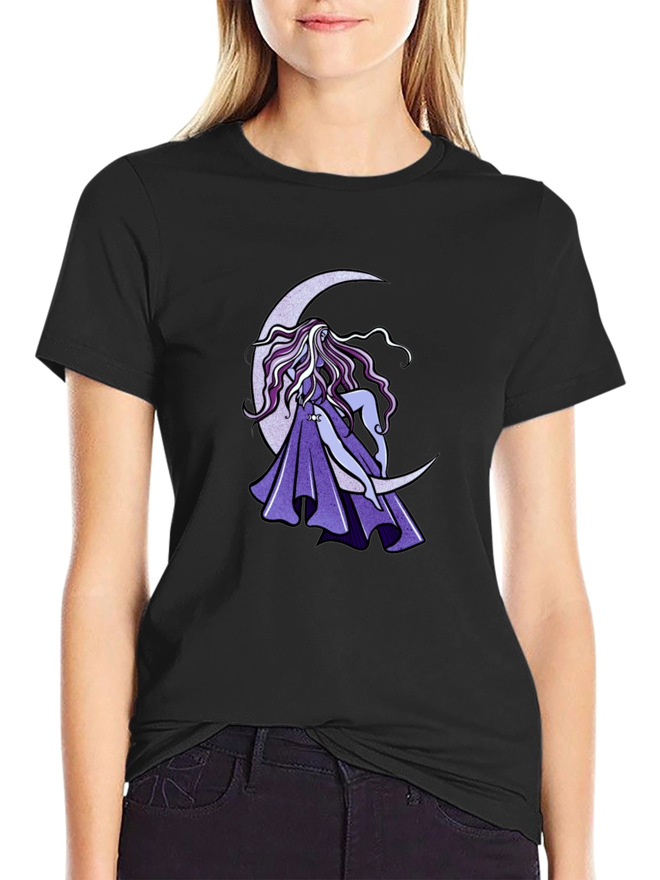Black Moon Goddess Graphic Black T-Shirt view 2