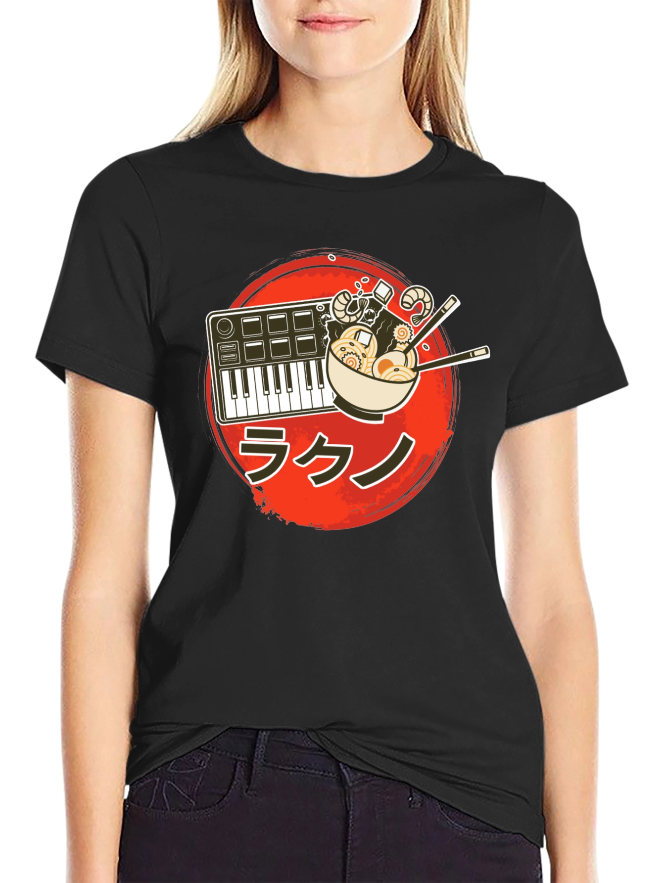 Black Ramen Music T-Shirt - Foodie Musician Tee view 2