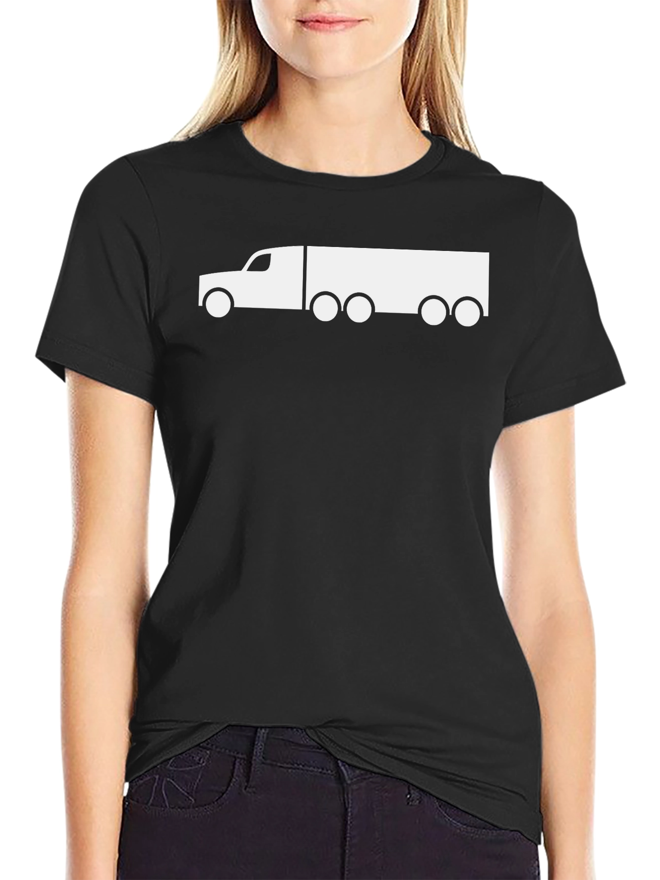 Black Truck Graphic Tee - Black Cotton Blend T-Shirt view 2