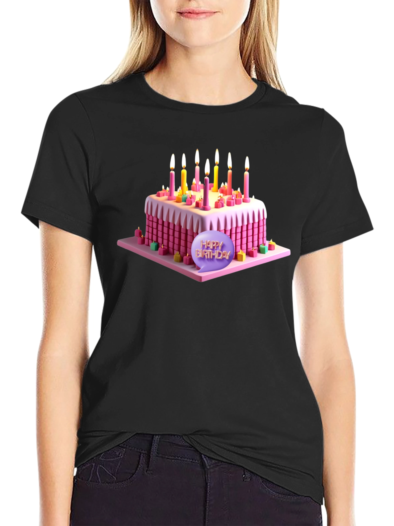 Black Birthday Cake T-Shirt - Sweet Celebration Style! view 2