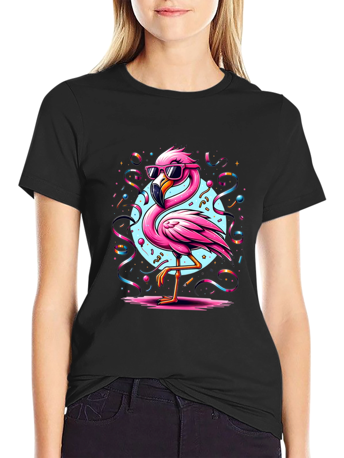 Black Flamingo T-Shirt - Cool Summer Vibes view 2