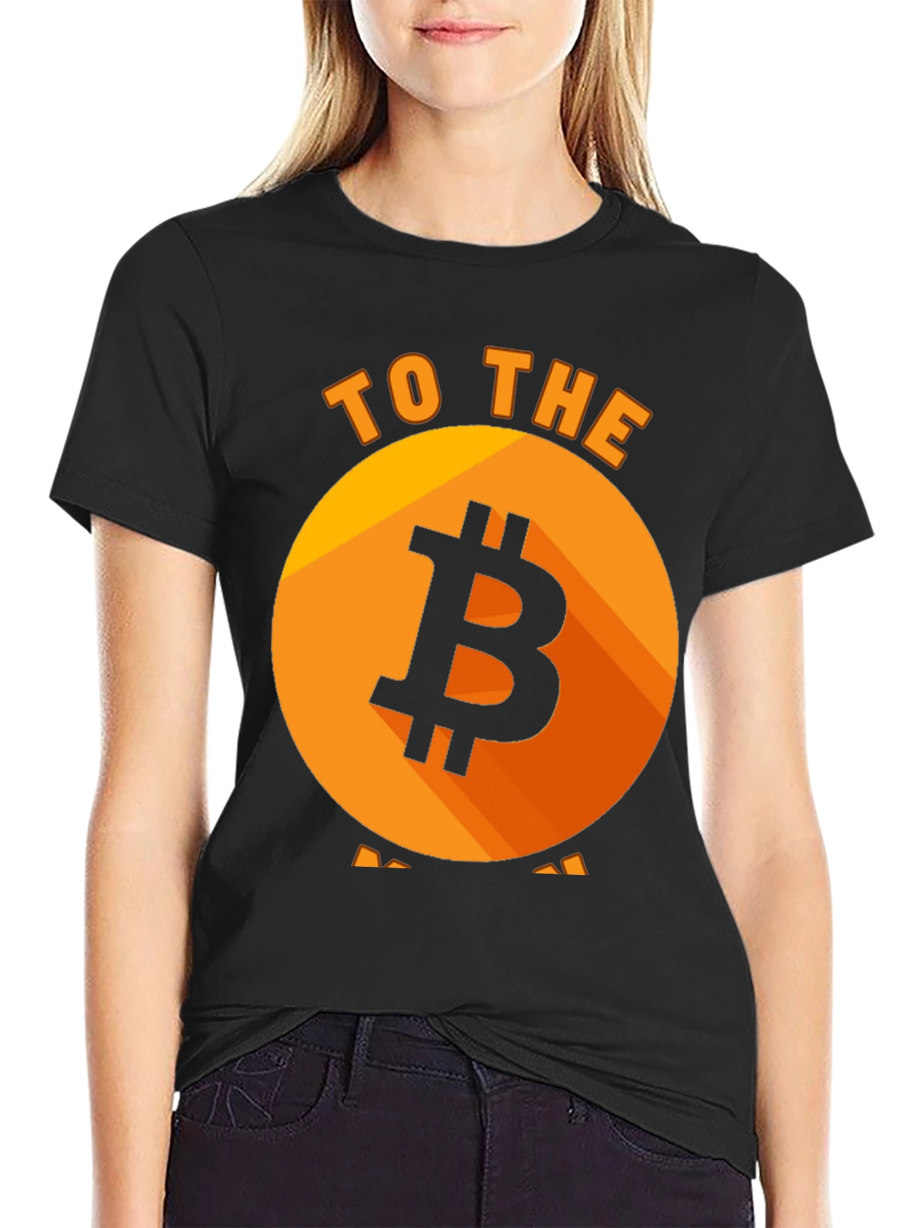 Black Bitcoin to the Moon Black T-Shirt view 2
