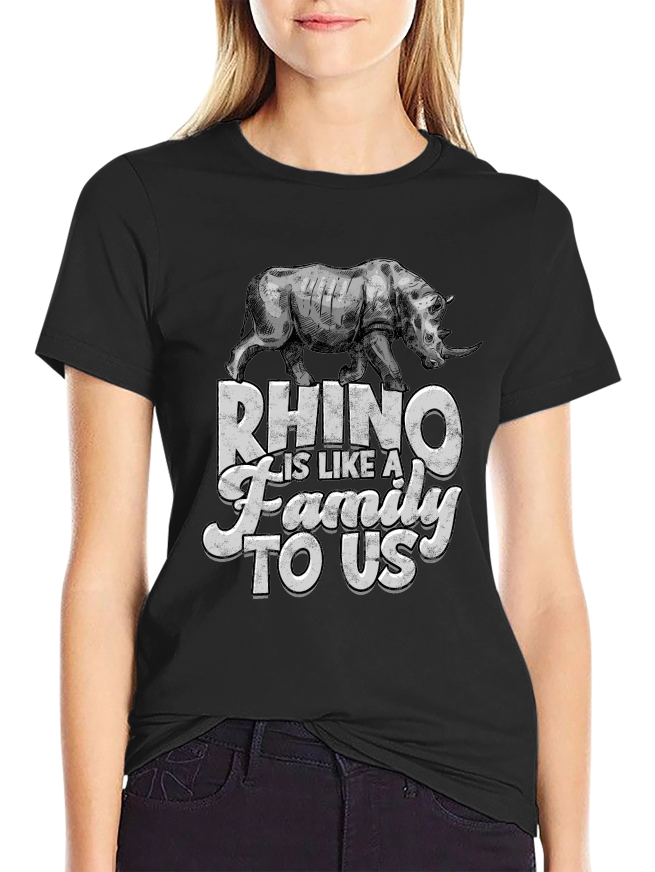Black Rhino Family T-Shirt - Wildlife Conservation Tee view 2