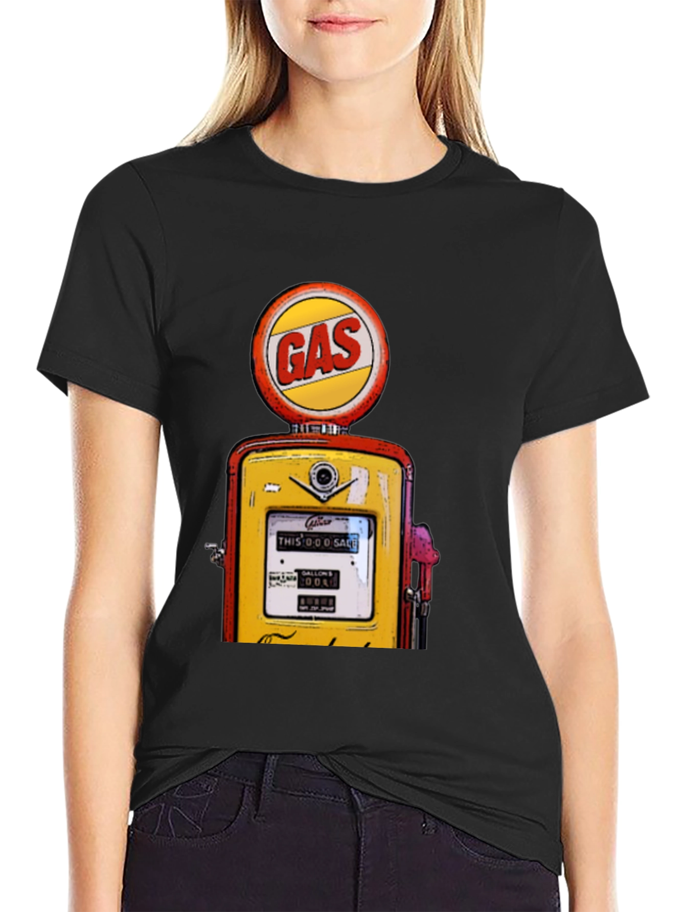 Black Vintage Gas Station Graphic T-Shirt view 2