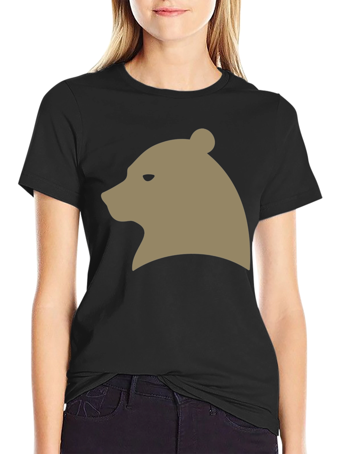Black Bear Silhouette Graphic Tee - Casual Black T-Shirt view 2