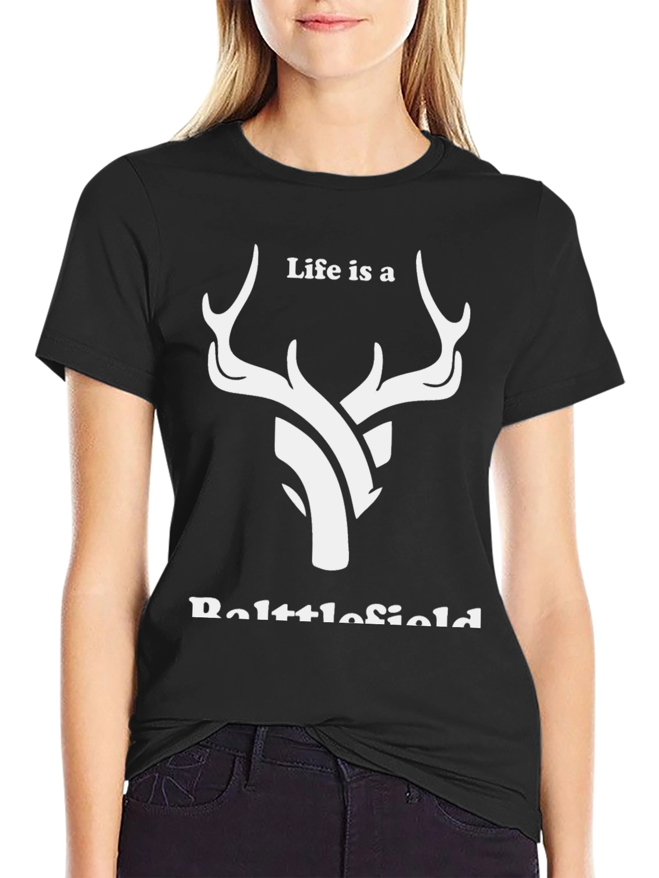 Black Life is a Battlefield Deer Graphic T-Shirt view 2