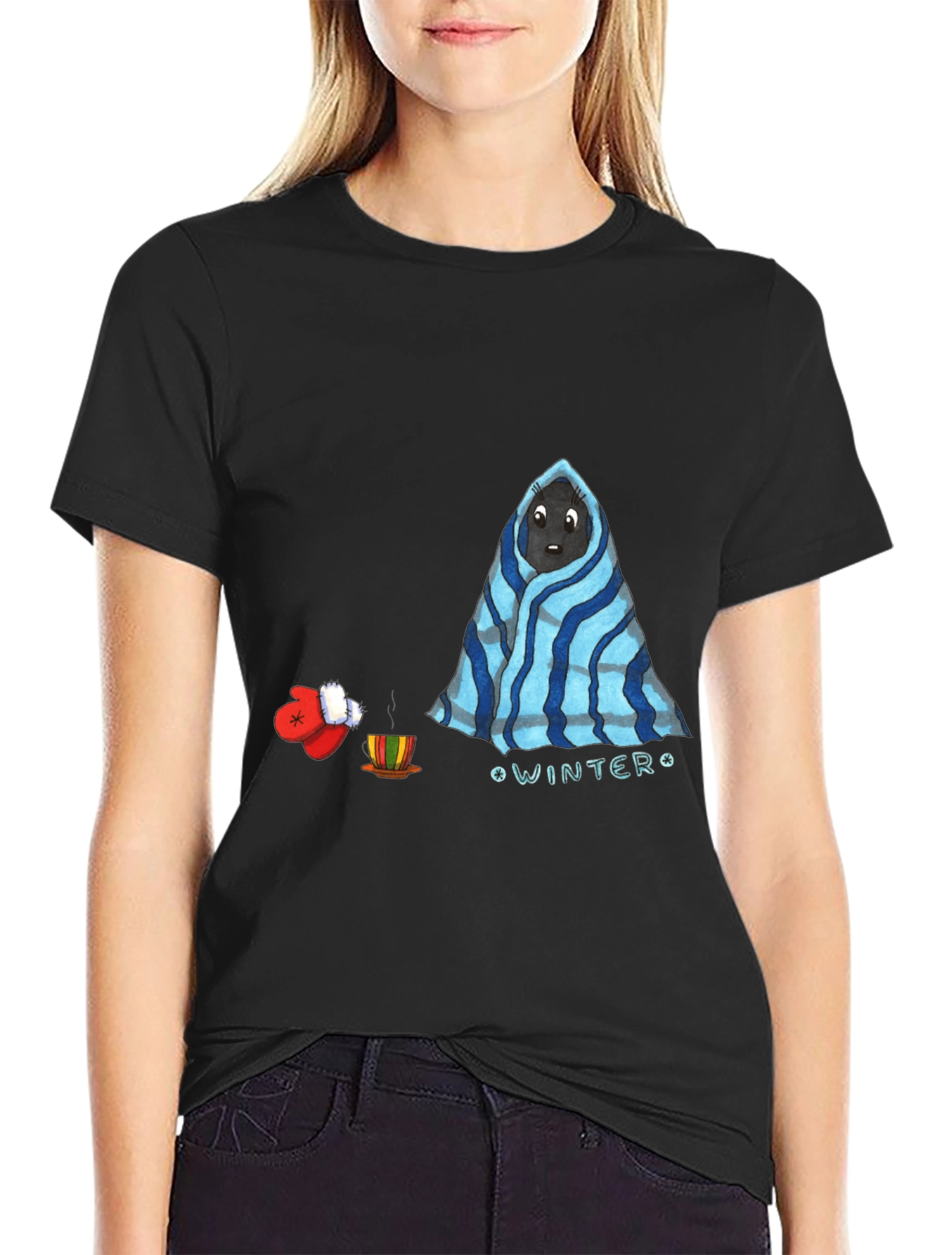 Black Winter Bear T-Shirt - Cozy & Cute view 2