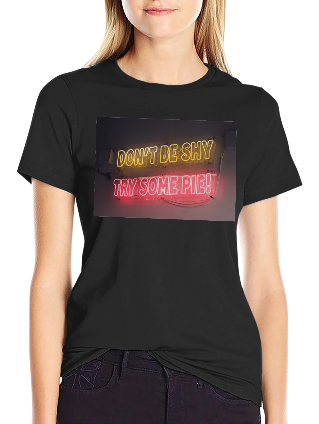 Black Neon Pie Graphic Tee - Don't Be Shy T-Shirt view 2