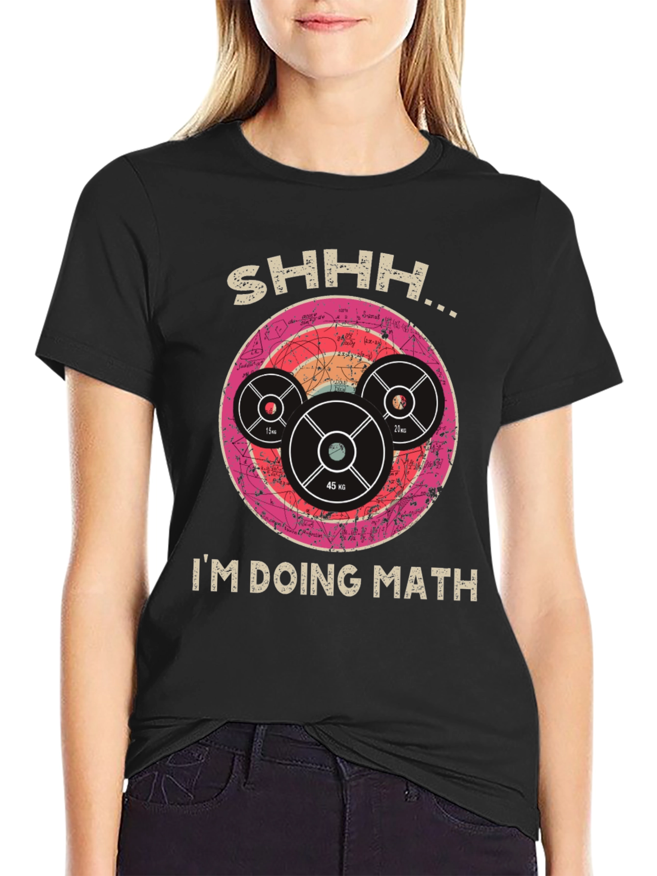 Black Shhh I'm Doing Math Gym Weightlifting T-Shirt view 2