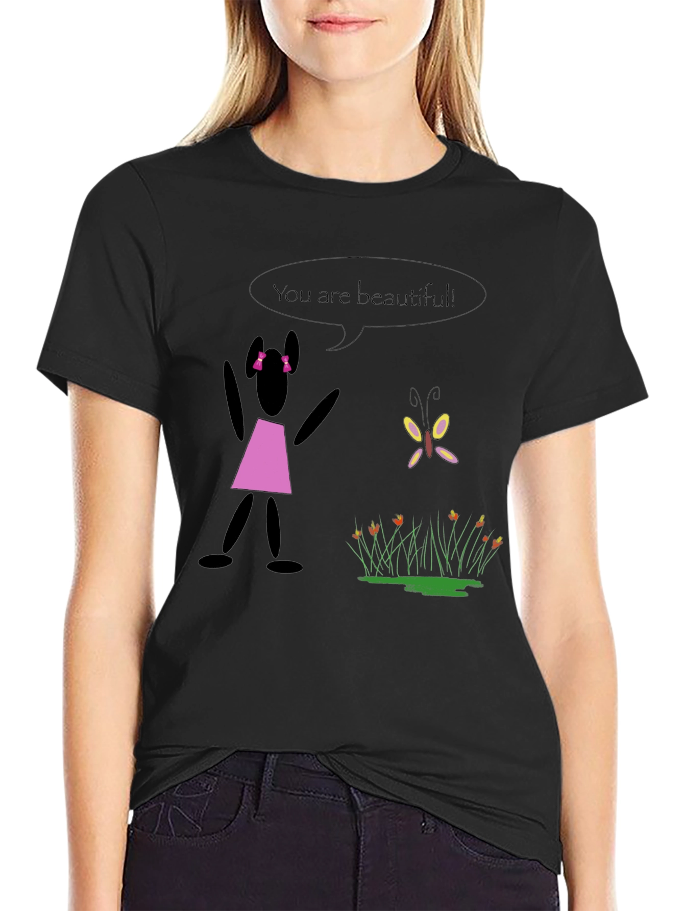 Black Unique Graphic Tee: You Are Beautiful view 2