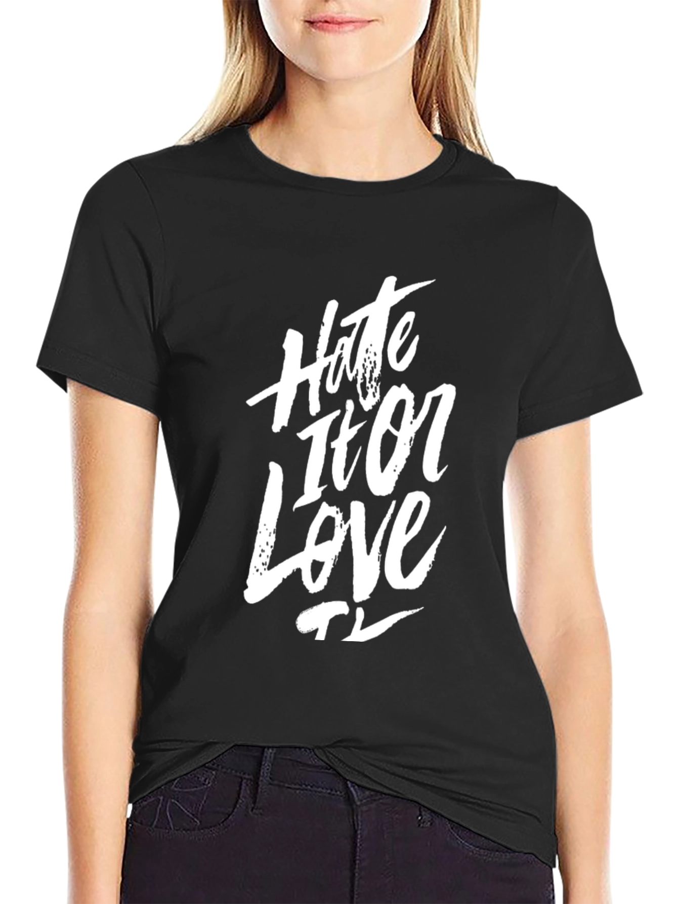 Black Hate it or Love it Graphic Tee - Men's Black T-Shirt view 2