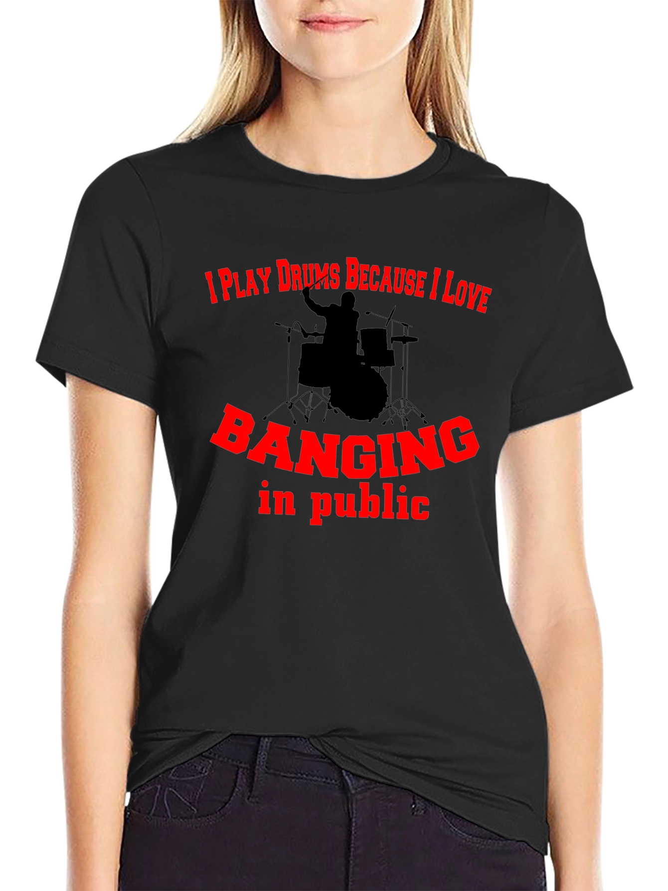 Black Drummer T-Shirt: I Play Drums Because I Love Banging In Public view 2
