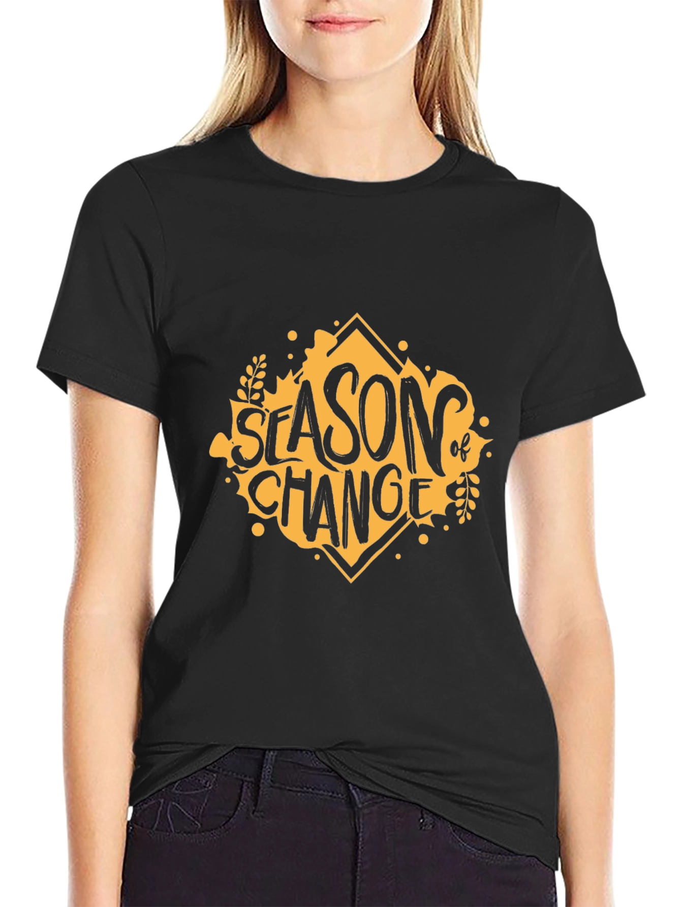 Black Season of Change Graphic Tee - Stylish Black T-Shirt view 2