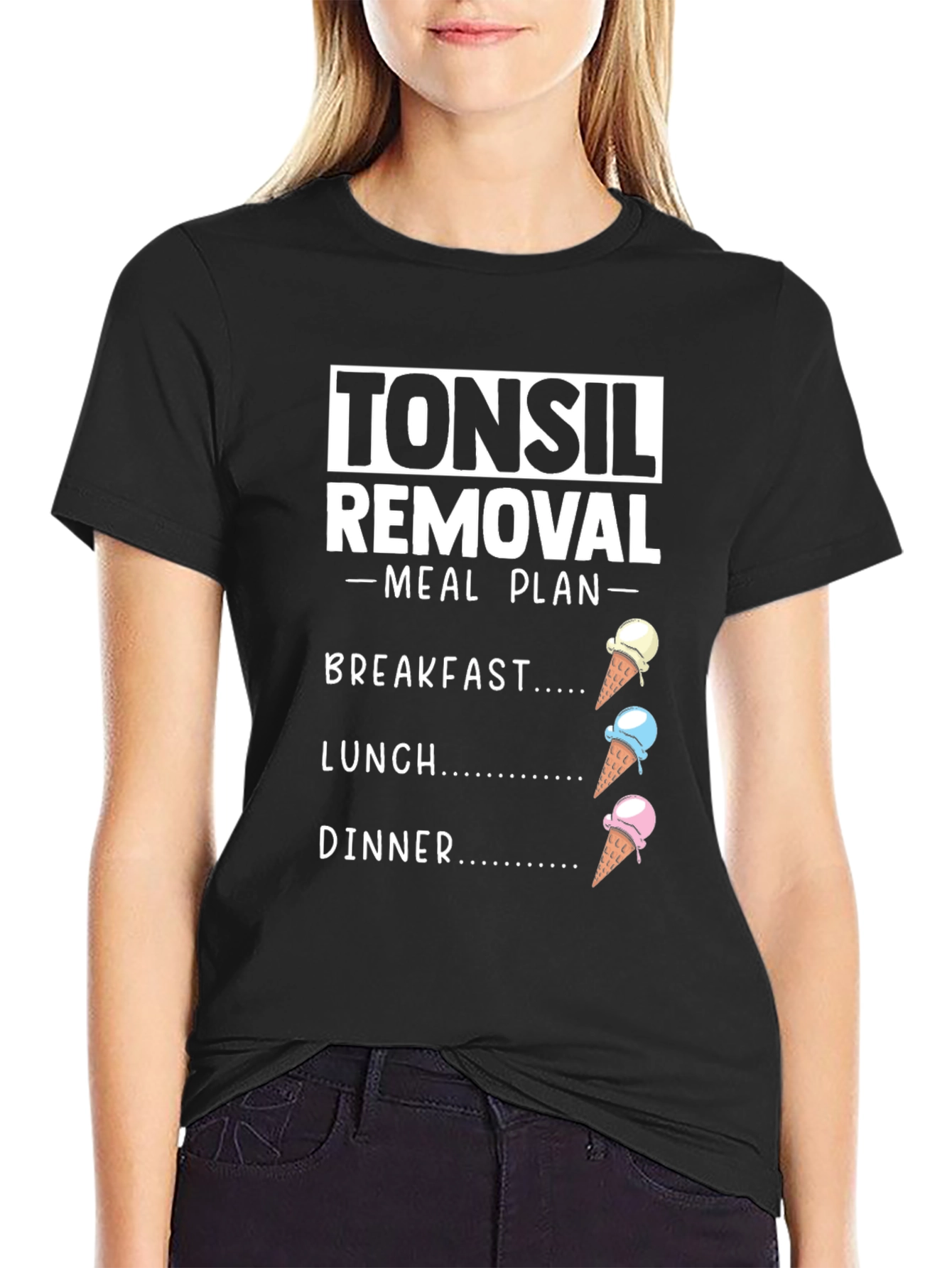 Black Tonsil Removal Meal Plan Ice Cream T-Shirt view 2