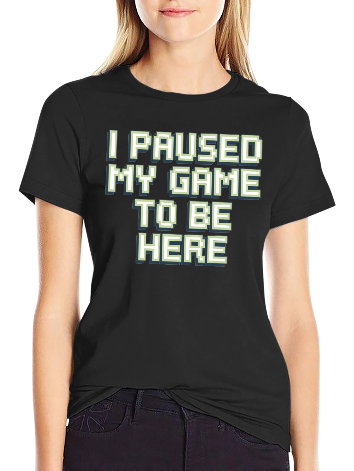 Black Gamer T-Shirt: I Paused My Game To Be Here view 2
