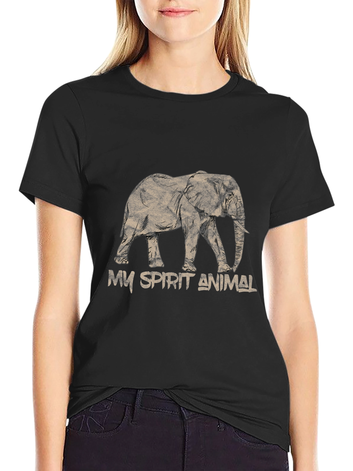 Black Elephant Spirit Animal T-Shirt view 2