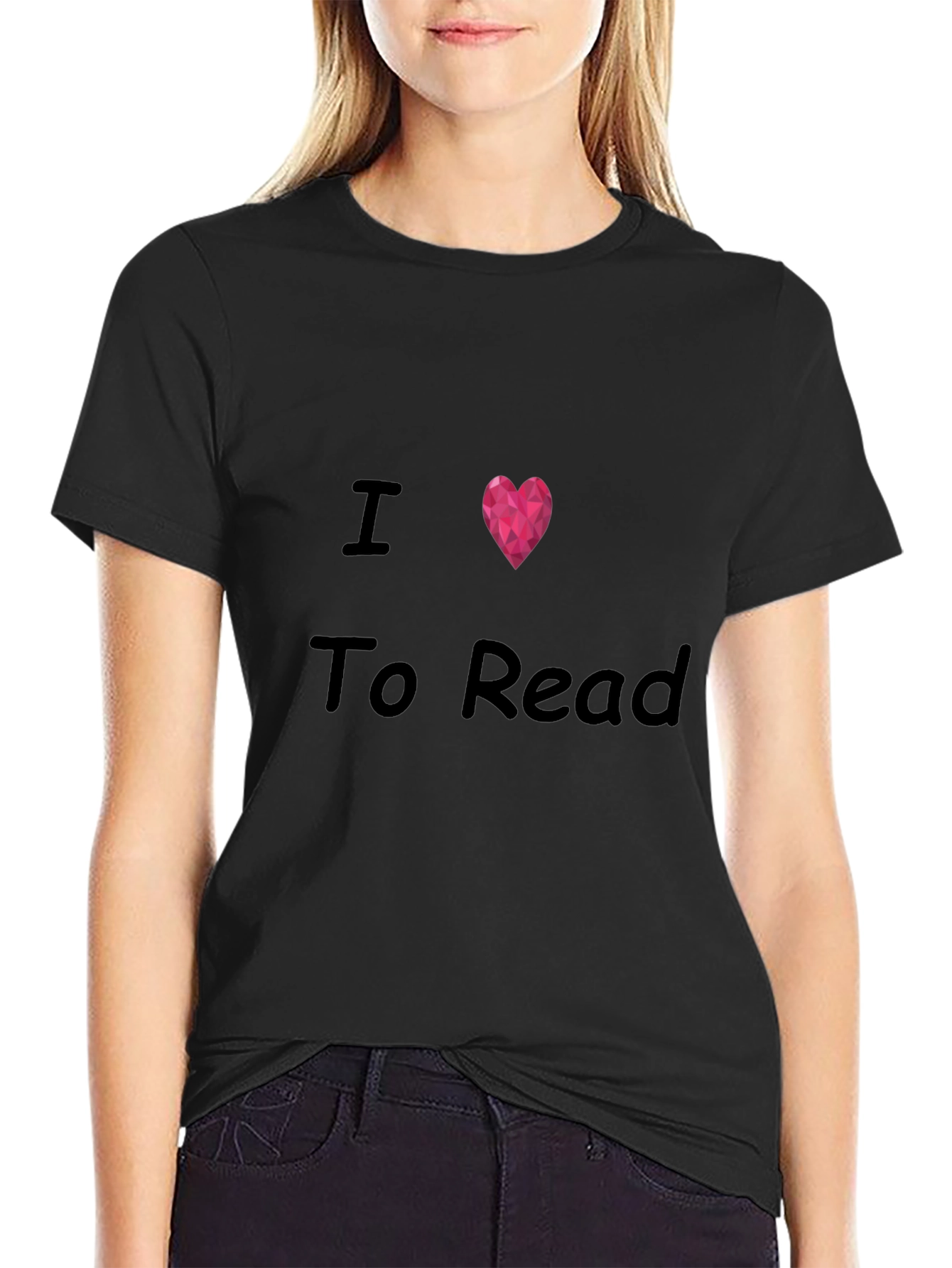 Black I Heart to Read Black T-Shirt view 2