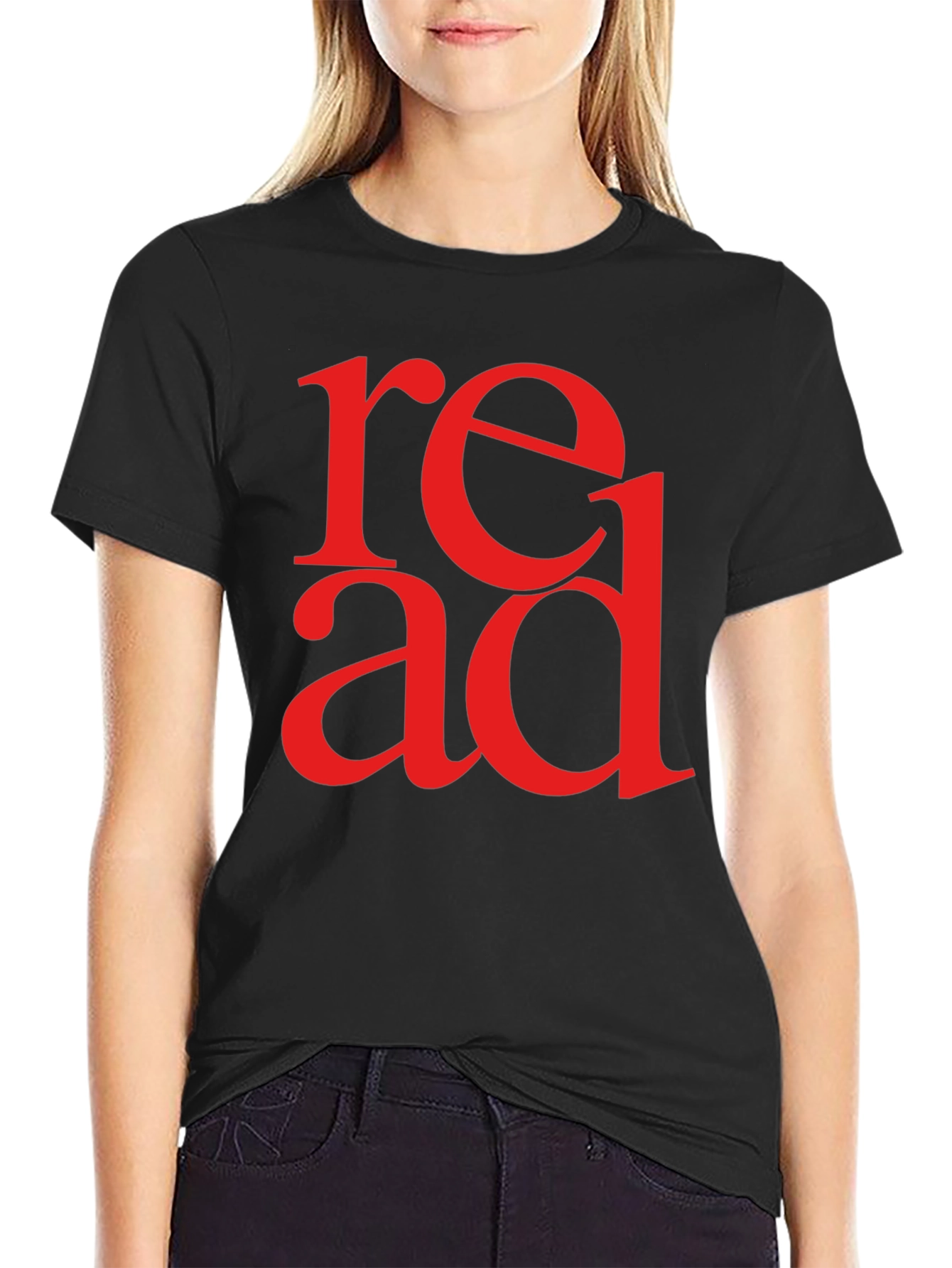 Black Read Graphic T-Shirt - Black Tee with Bold Red Lettering view 2