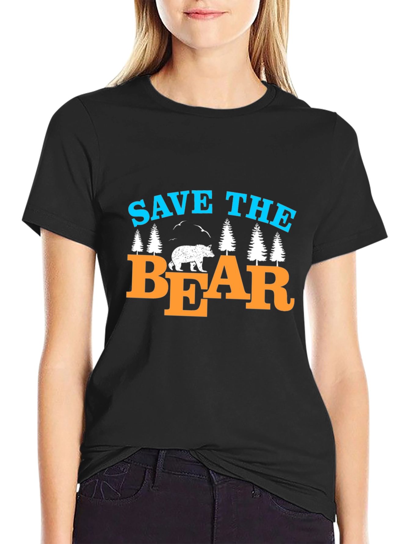 Black Save The Bear T-Shirt Black Graphic Tee view 2