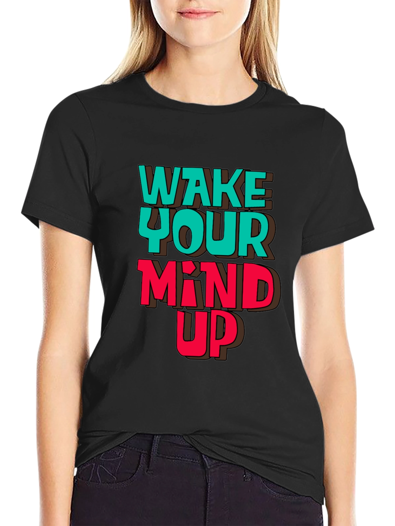 Black Wake Your Mind Up Graphic Tee - Black view 2