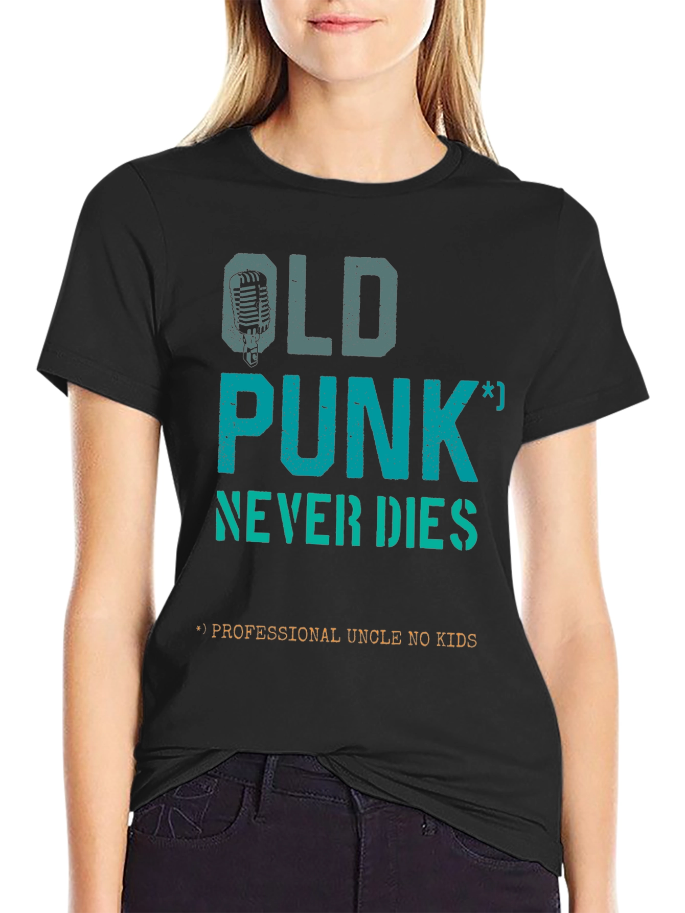 Black Old Punk Never Dies T-Shirt view 2
