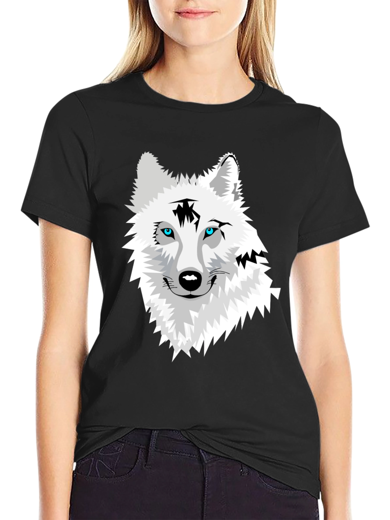 Black Wolf Graphic Black T-Shirt view 2